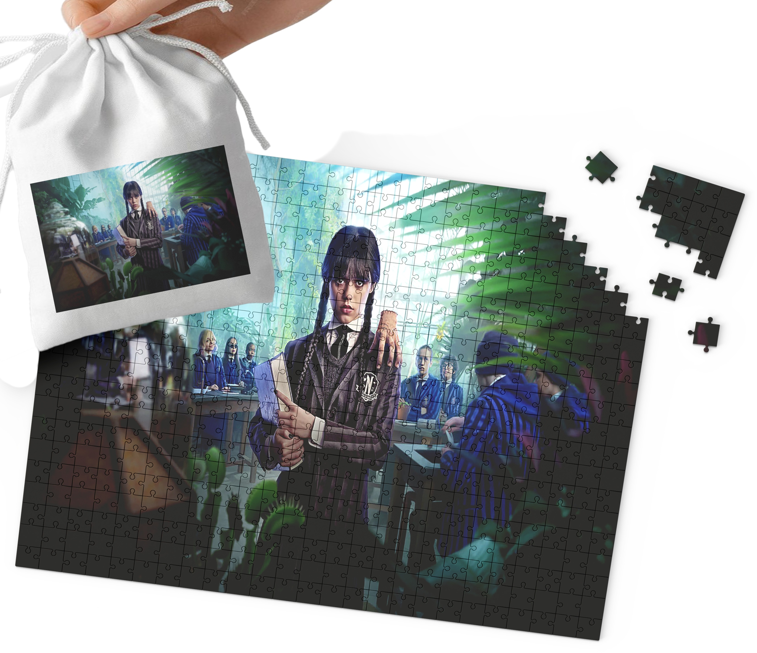 PUZZLE - Wednesday Addams WZORY Z BAJEK I GIER PREZENT 252el + WORECZEK