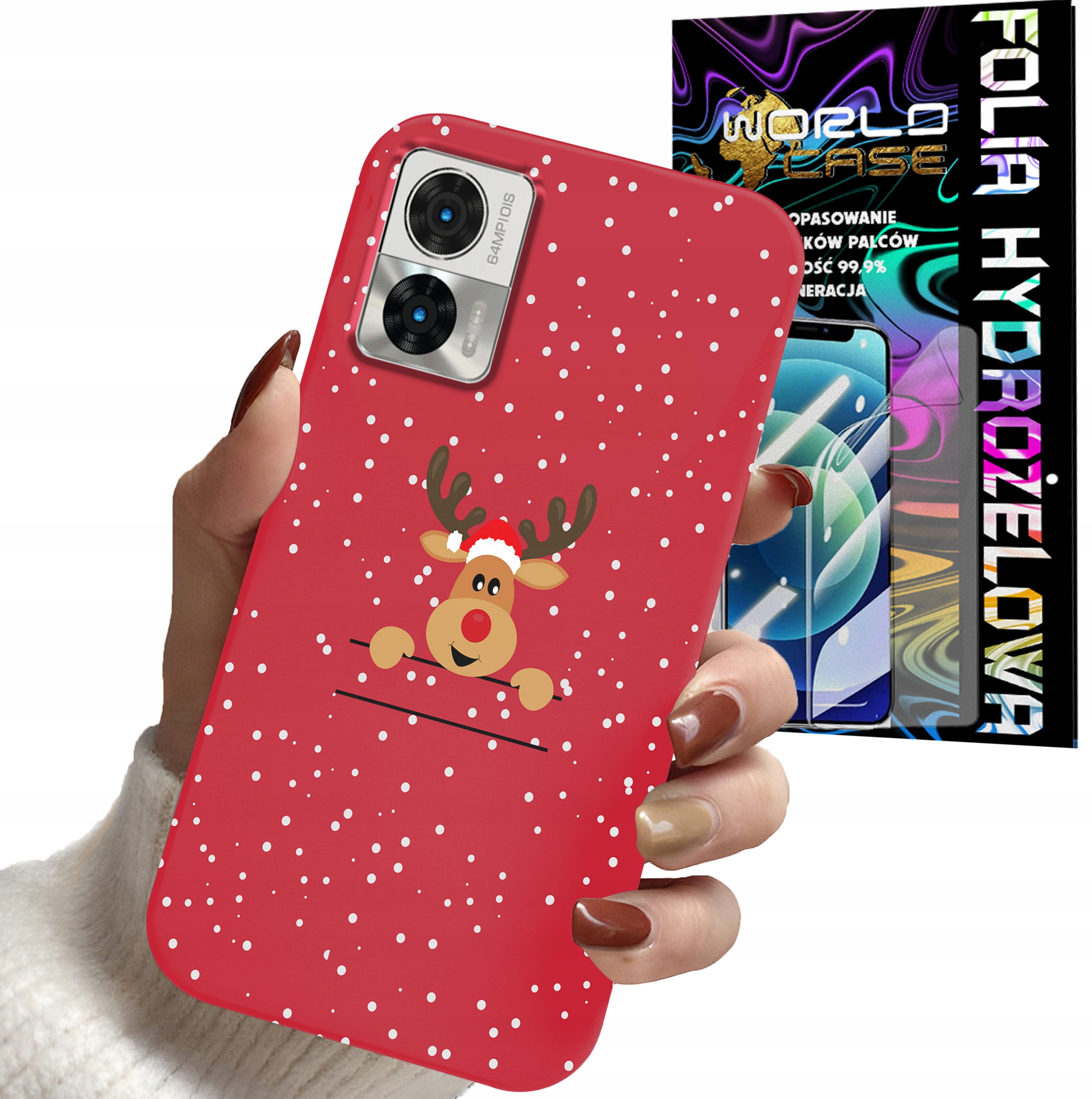 ETUI DO MOTOROLA EDGE 30 NEO / LITE - ŚWIĄTECZNE WZORY RENIFER + FOLIA