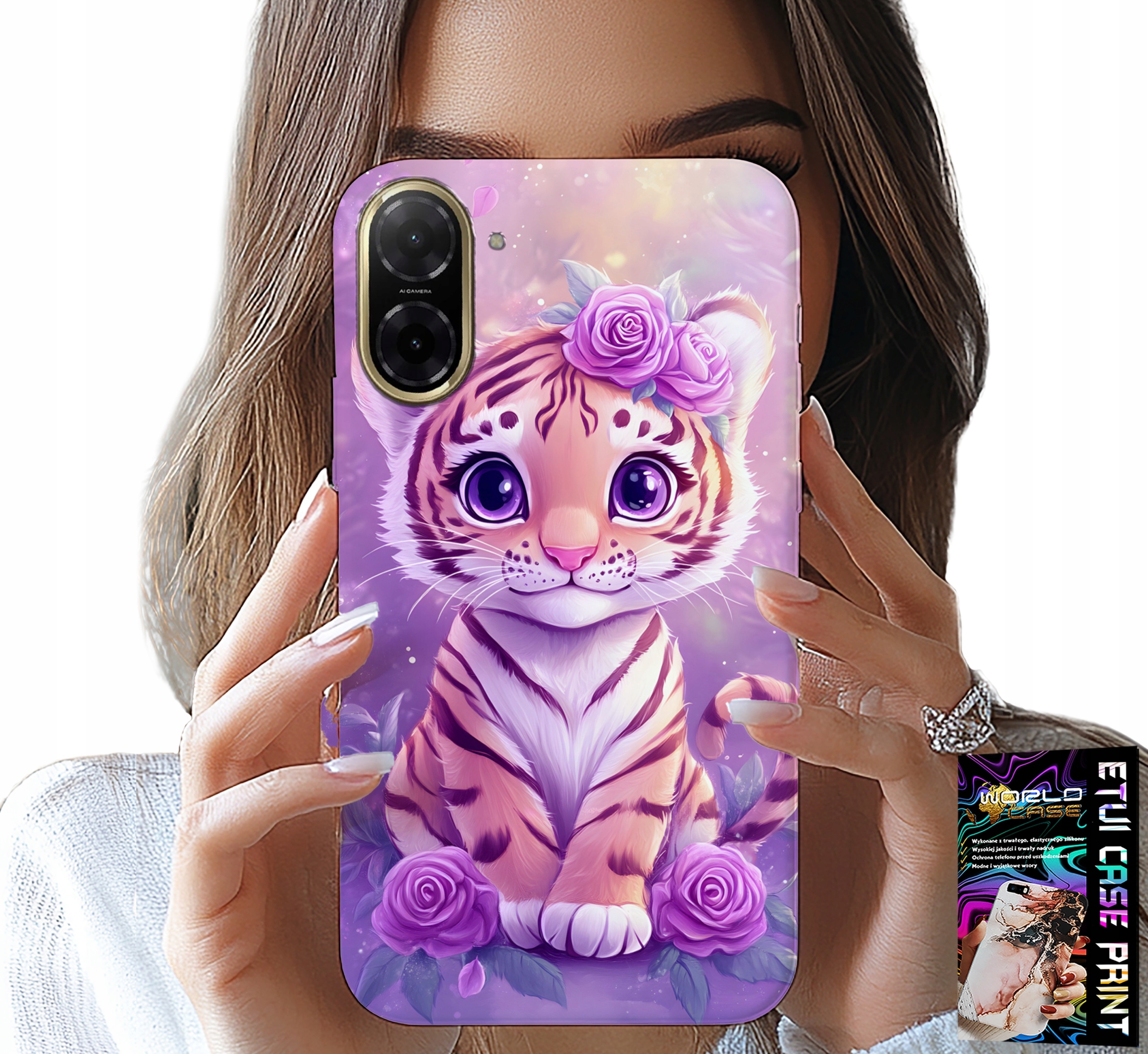 ETUI DO XIAOMI POCO X7 PRO 5G - SŁODKI TYGRYSEK NA RÓŻOWYM TLE + SZKŁO