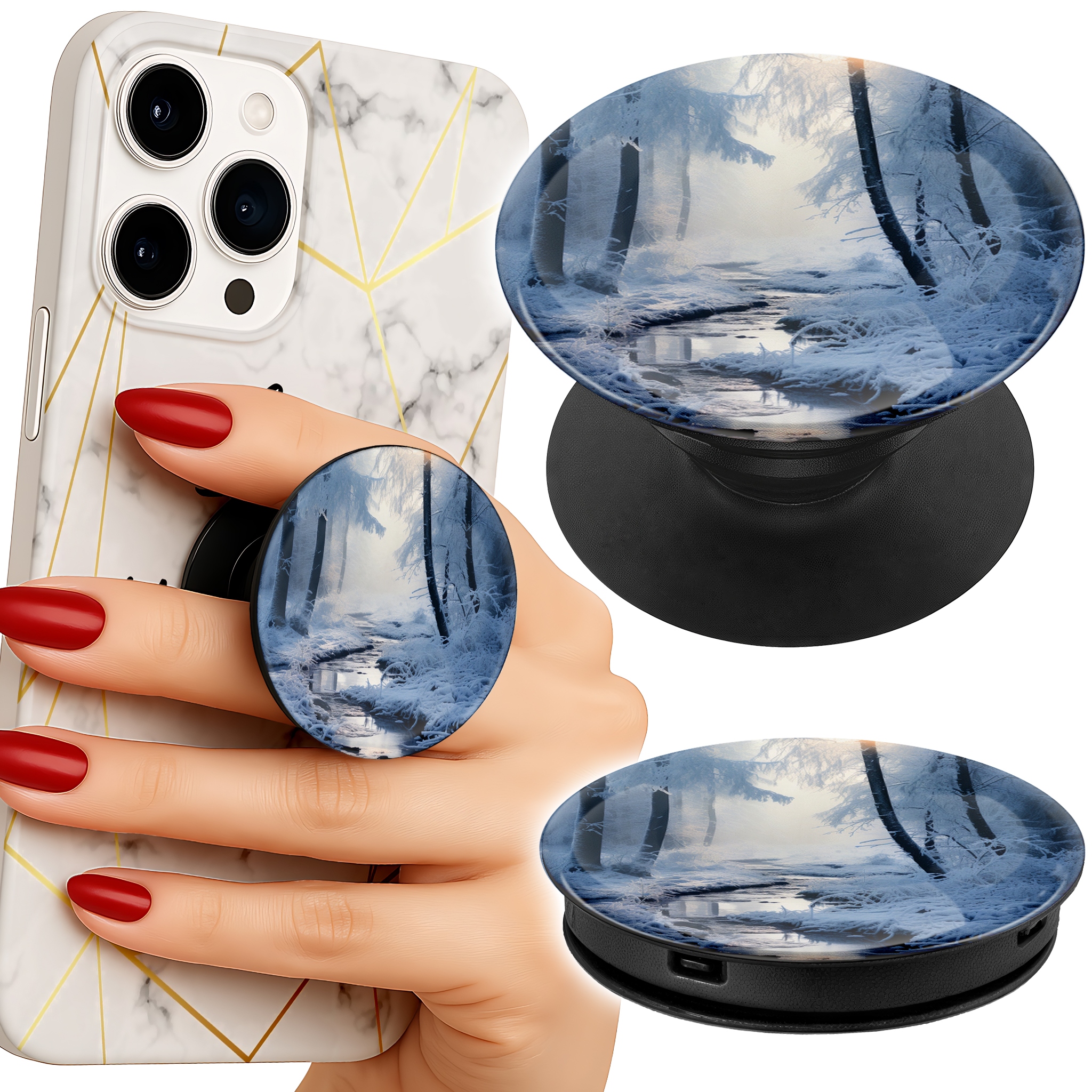 Uchwyt do telefonu Popsocket na palce/stojak LAS ZIMĄ PIĘKNE KRAJOBRAZY