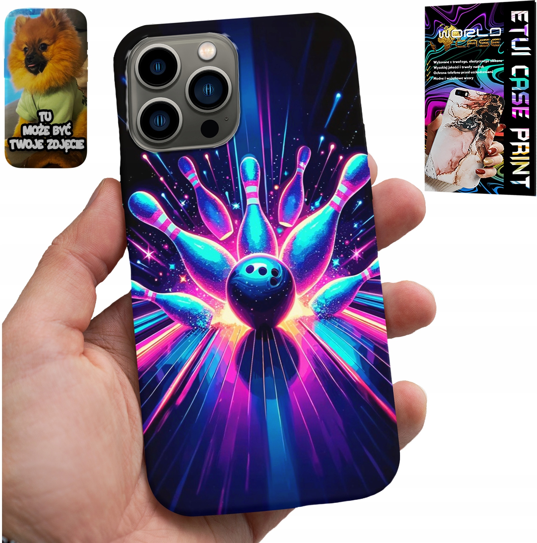 ETUI DO IPHONE 13 PRO - KRĘGLE BOWLING STRIKE POKROWIEC, PLECKI