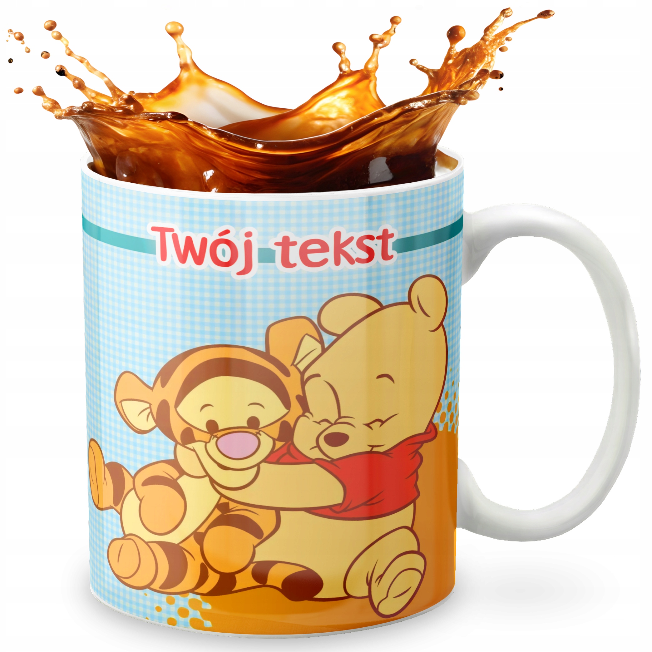 KUBEK 330ml GRAFIKA PREZENT ŚWIĘTA WZÓR - BAJKA KUBUŚ PUCHATEK + IMIĘ