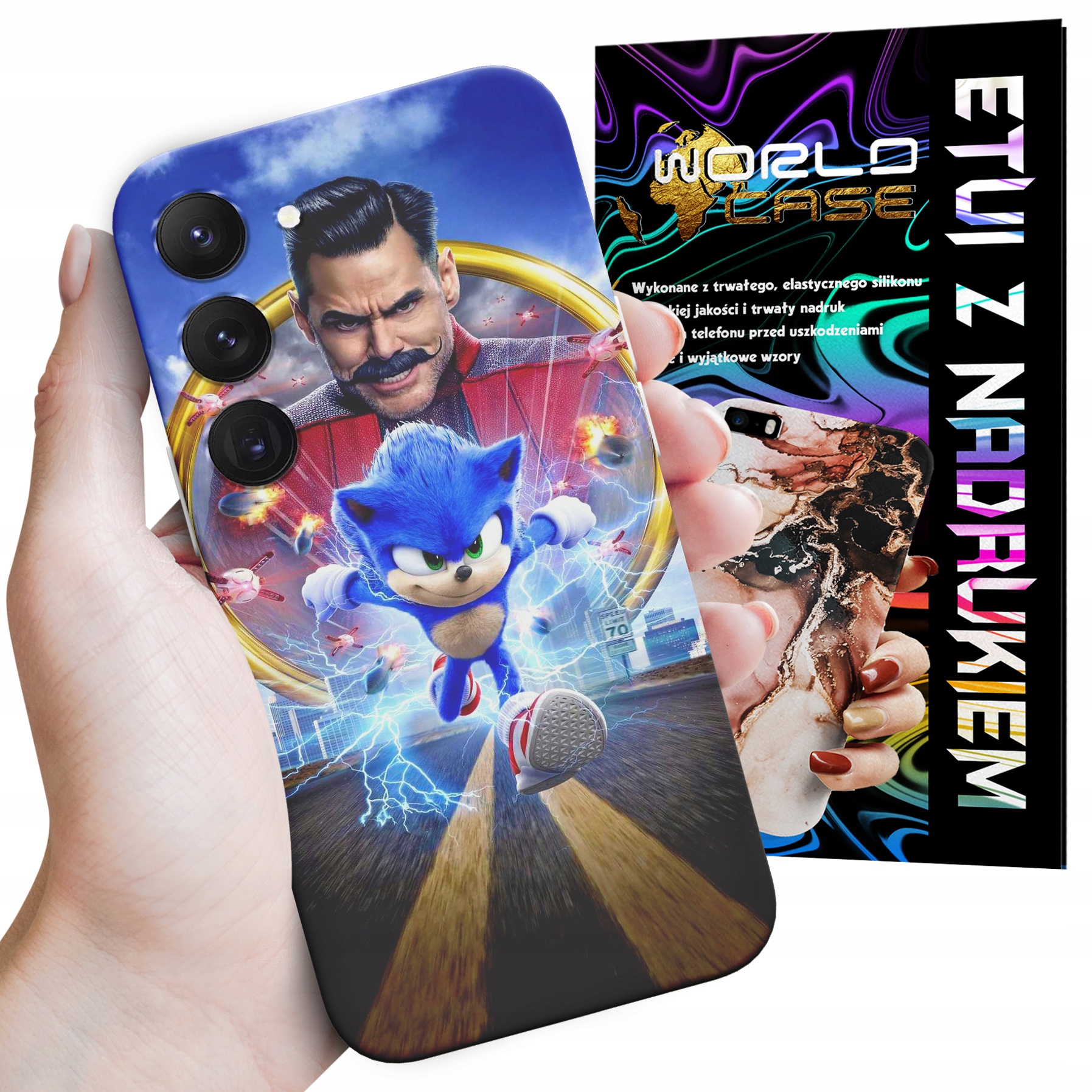 ETUI CASE DO SAMSUNG S23 - SONIC SONIK WZORY Z BAJEK MARIO PLECKI
