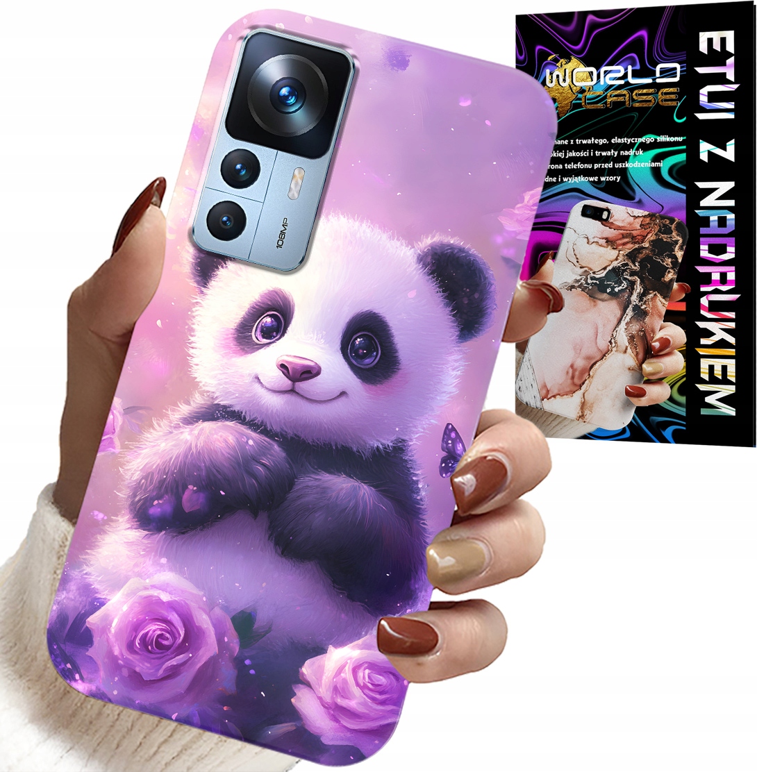 ETUI DO XIAOMI 12T / 12T PRO - SŁODKA PANDA WZORY DLA DZIECI + SZKŁO