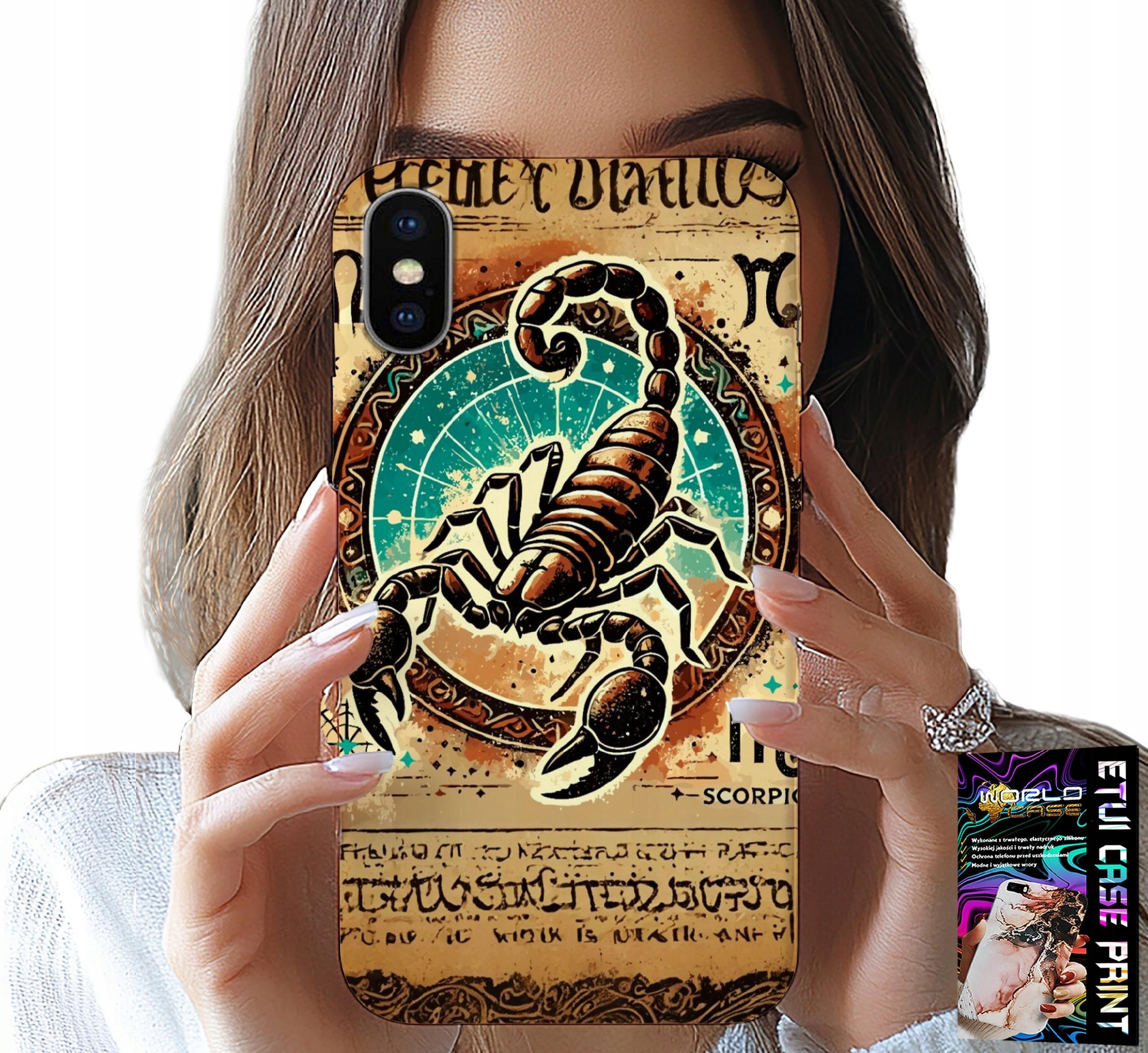 ETUI DO IPHONE XS MAX - SKORPION ZNAK ZODIAKU ASTRONOMIA + FOLIA