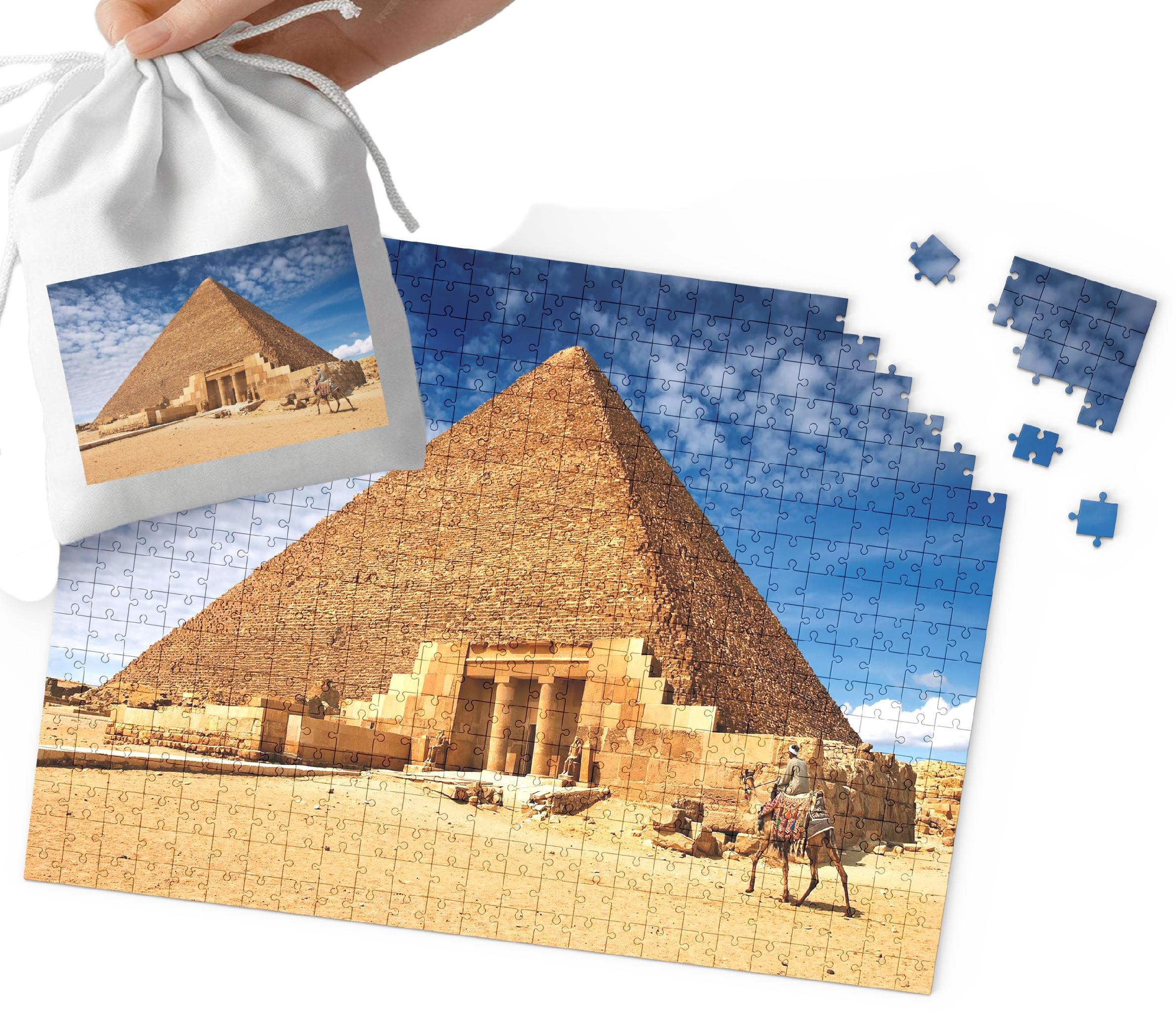 PUZZLE - PIĘKNE WIDOKI Piramidy w Gizie WIELE WZORÓW 120el + WORECZEK