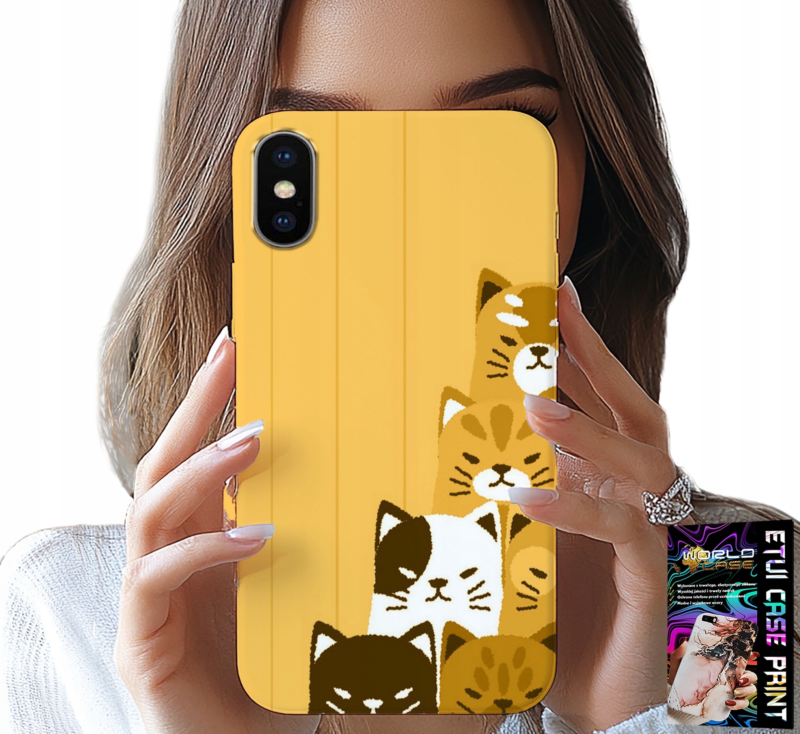 ETUI DO IPHONE XS MAX - LOVE CAT, WZORY Z KOTAMI, CASE + SZKŁO
