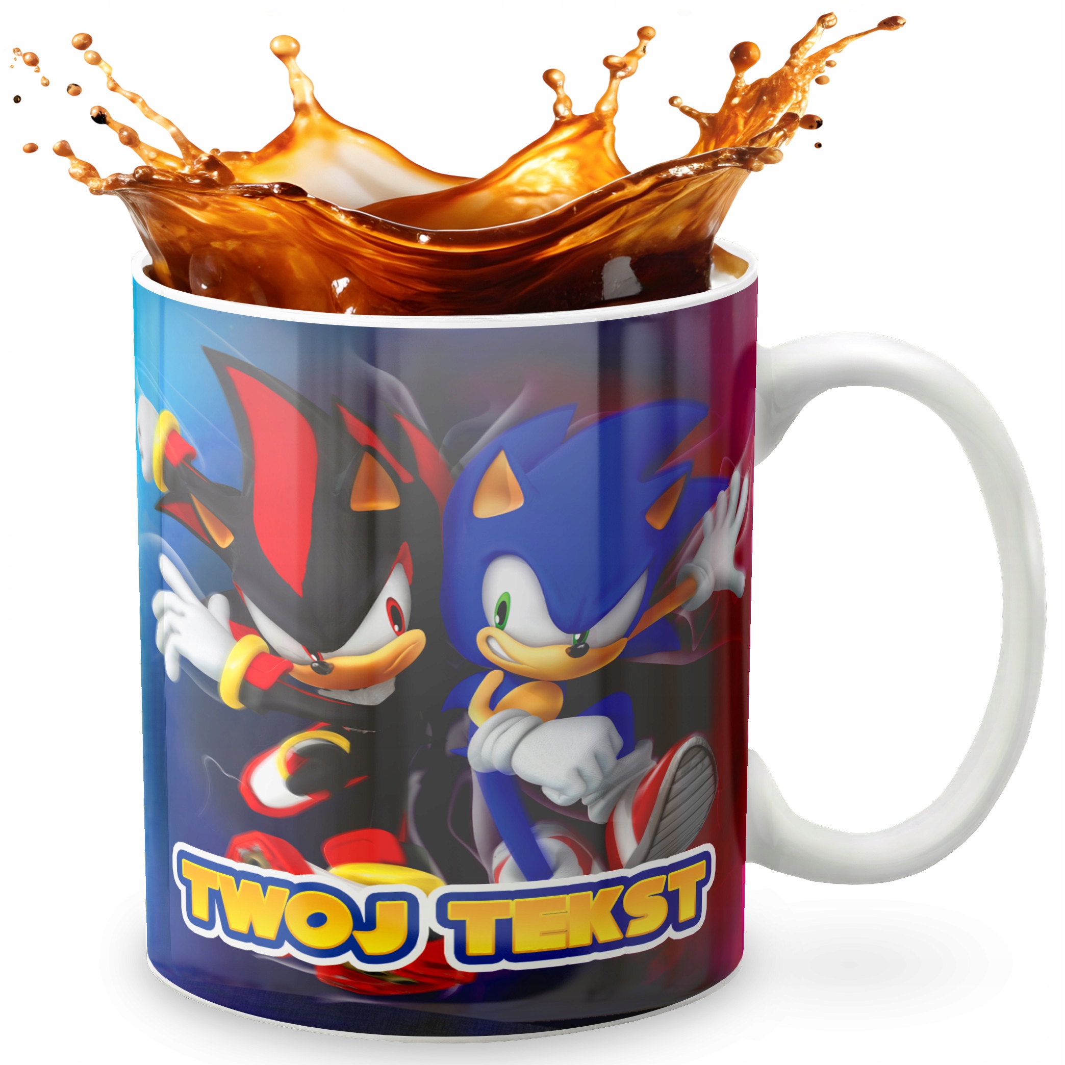 KUBEK 330ml GRAFIKA PREZENT ŚWIĘTA WZÓR - GRA SONIC + IMIĘ