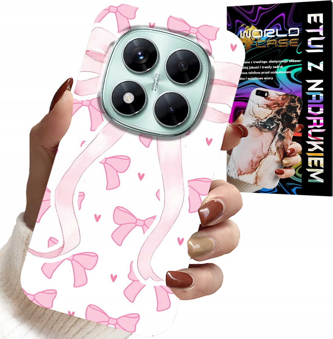 ETUI DO XIAOMI NOTE 14 PRO+ 5G - RÓŻOWE WSTAZKI WSTĄZKA MODNE WZORY CASE