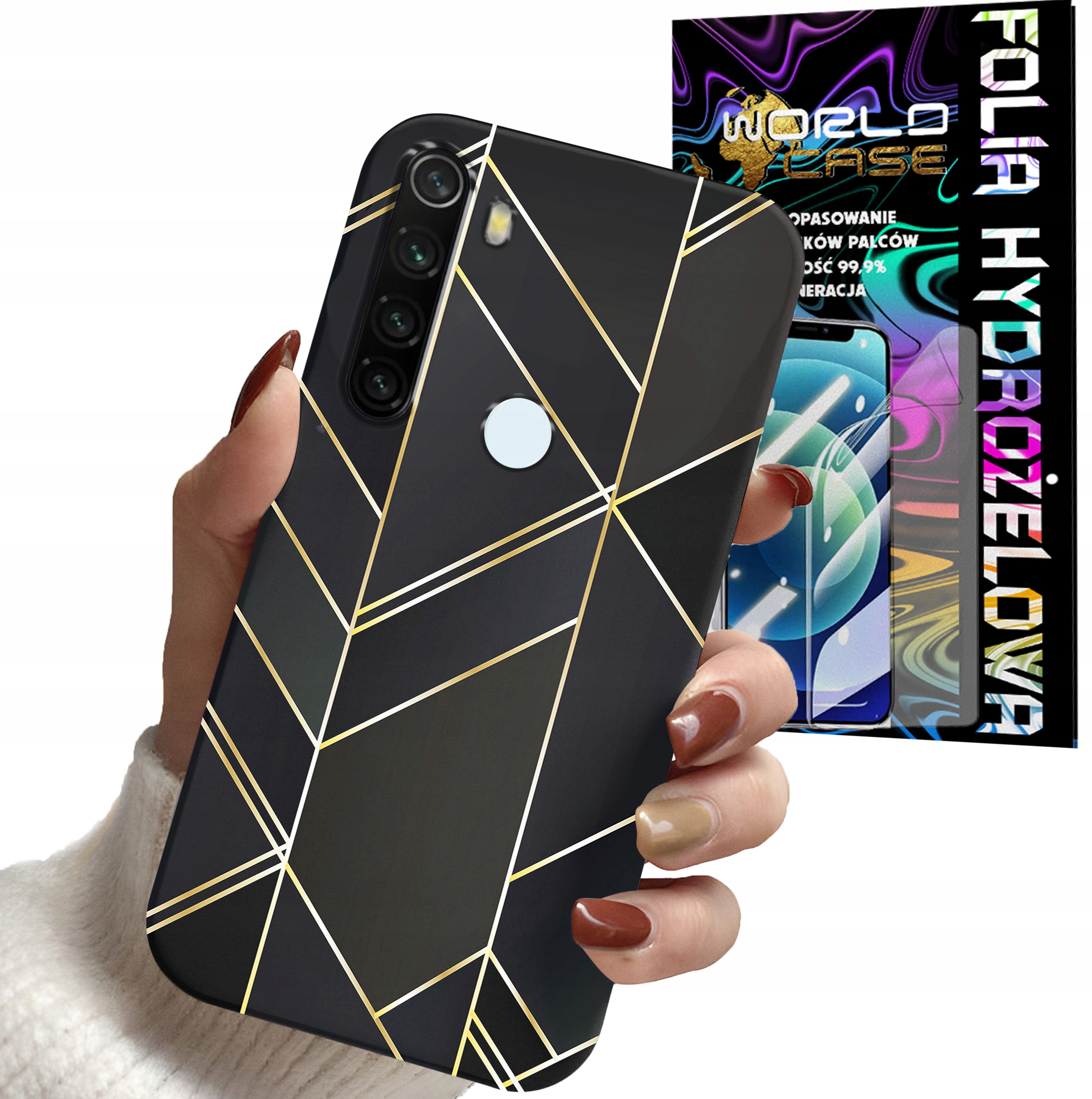 ETUI DO XIAOMI NOTE 8T- MARMUREK GEOMETRYCZNE WZORY DLA KOBIET + FOLIA