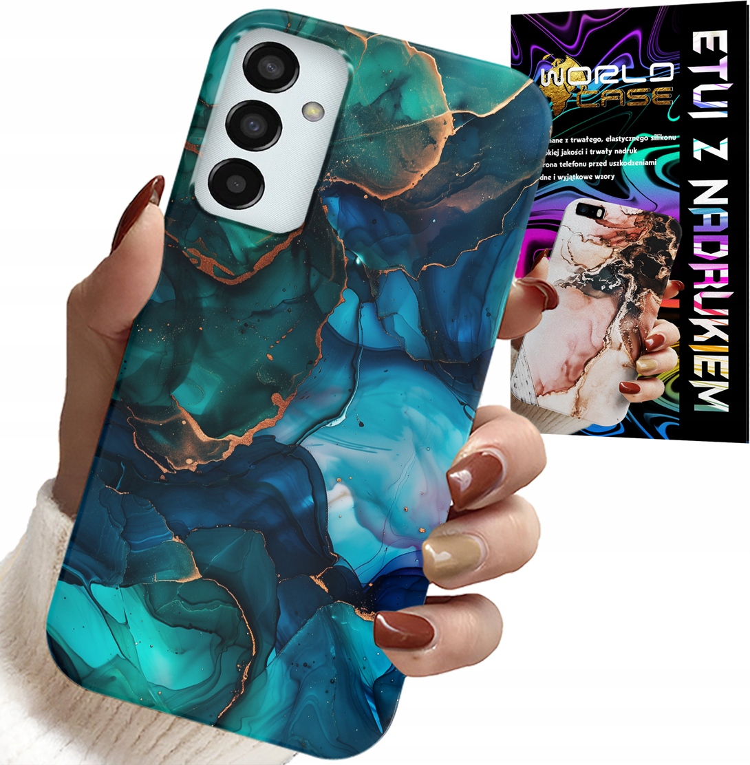 ETUI DO SAMSUNG GALAXY M23 - NIEBIESKO ZIELONY MARMUREK PLECKI WZORY
