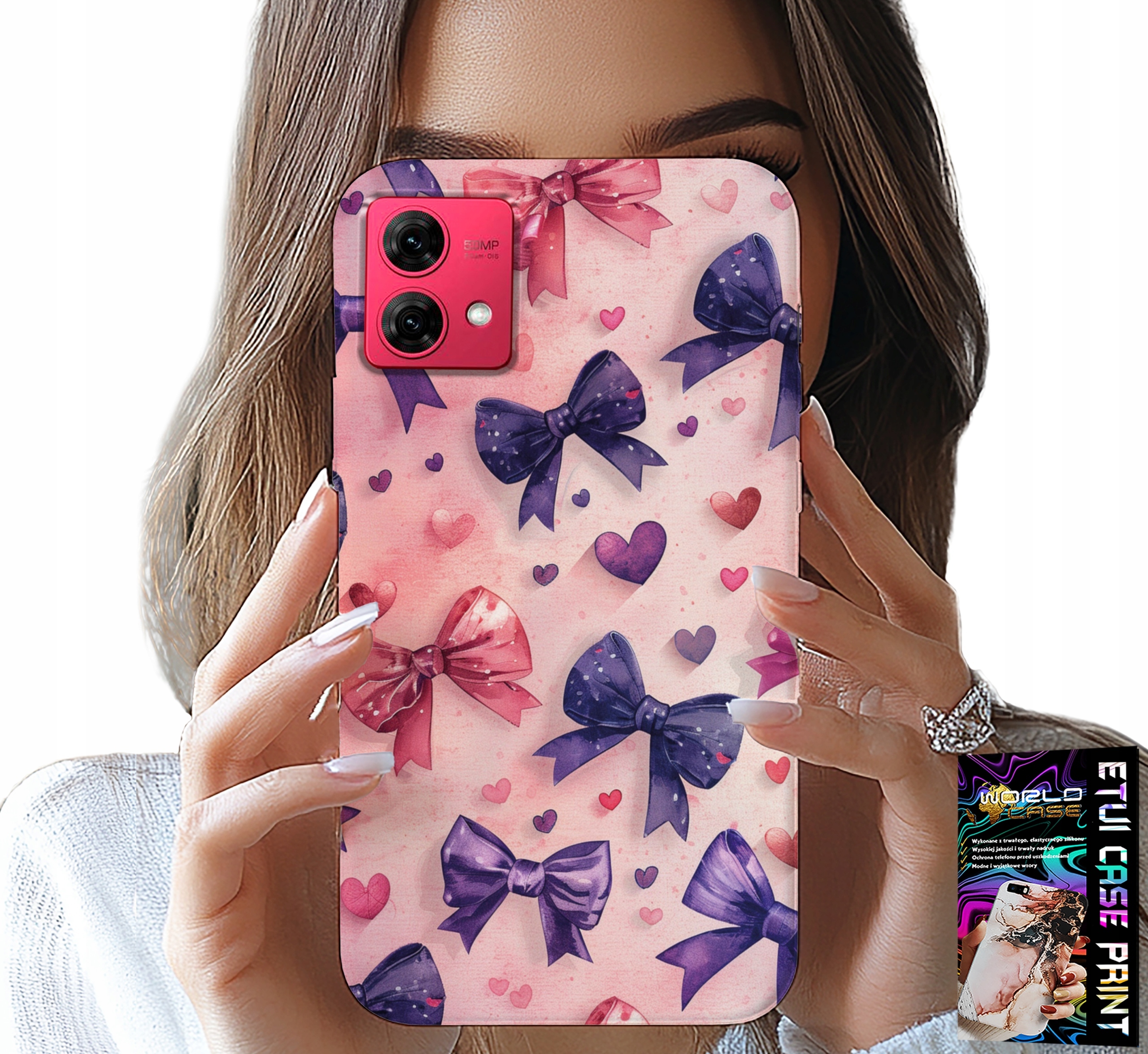 ETUI DO MOTOROLA EDGE 40 NEO - KOLOROWE WSTĄŻKI WSTĄŻKA WZORY + FOLIA