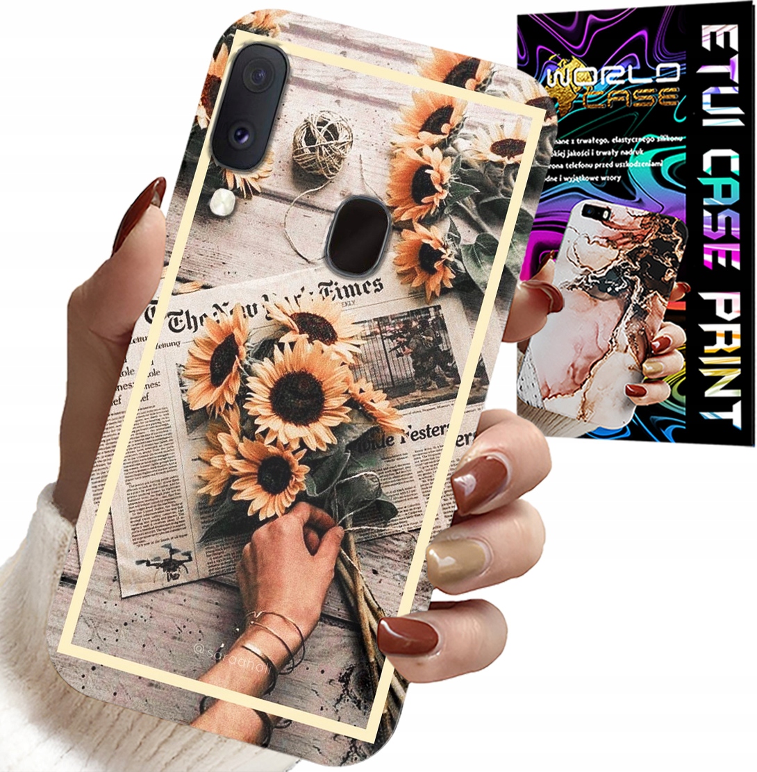 ETUI DO SAMSUNG GALAXY A40 - KWIATISTY WZÓR SŁONECZNIK SŁONECZNIKI