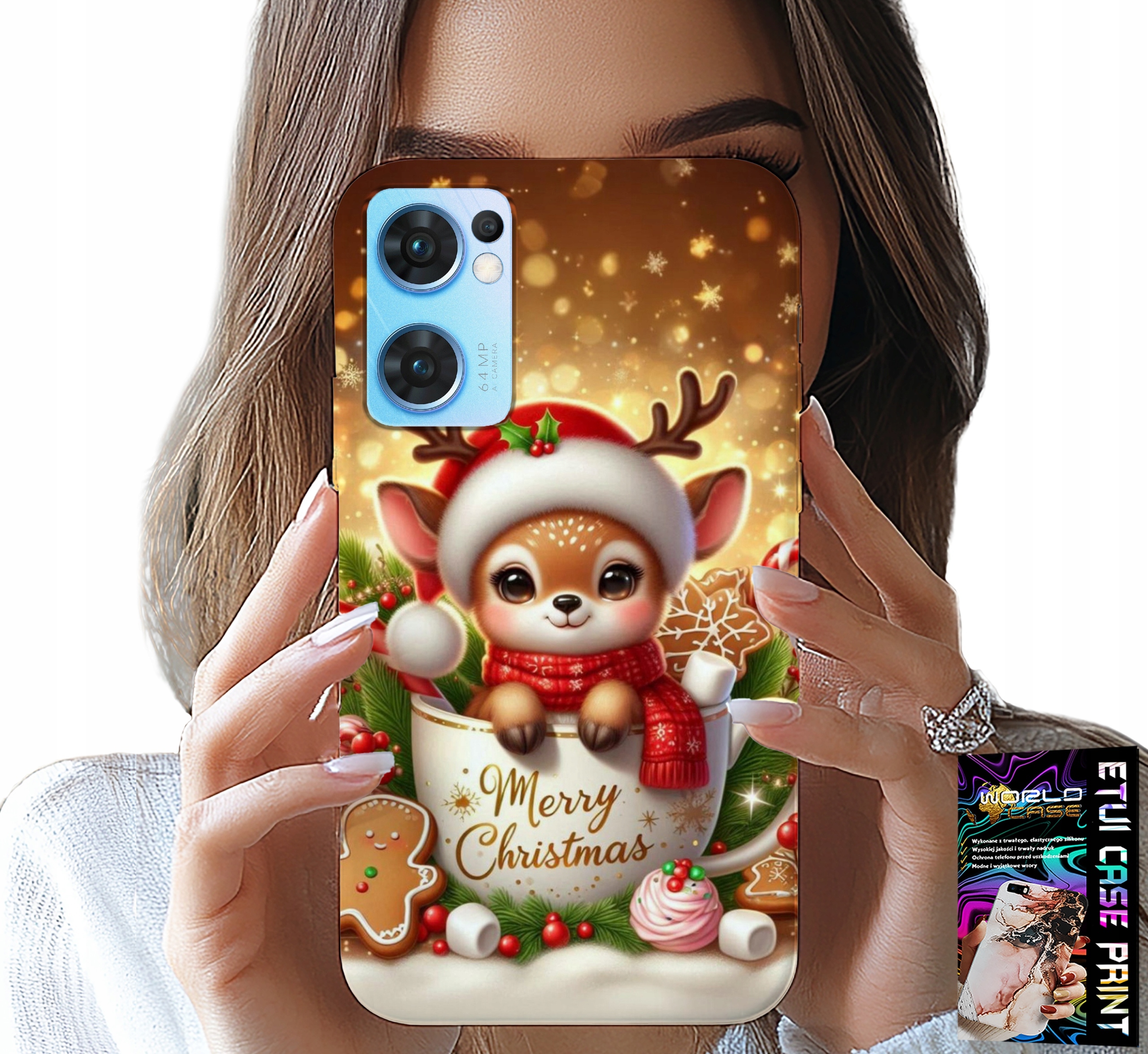 ETUI DO OPPO RENO7 5G - RENIFEREK SŁODKI RENIFER ŚWIĄTECZNE WZÓR