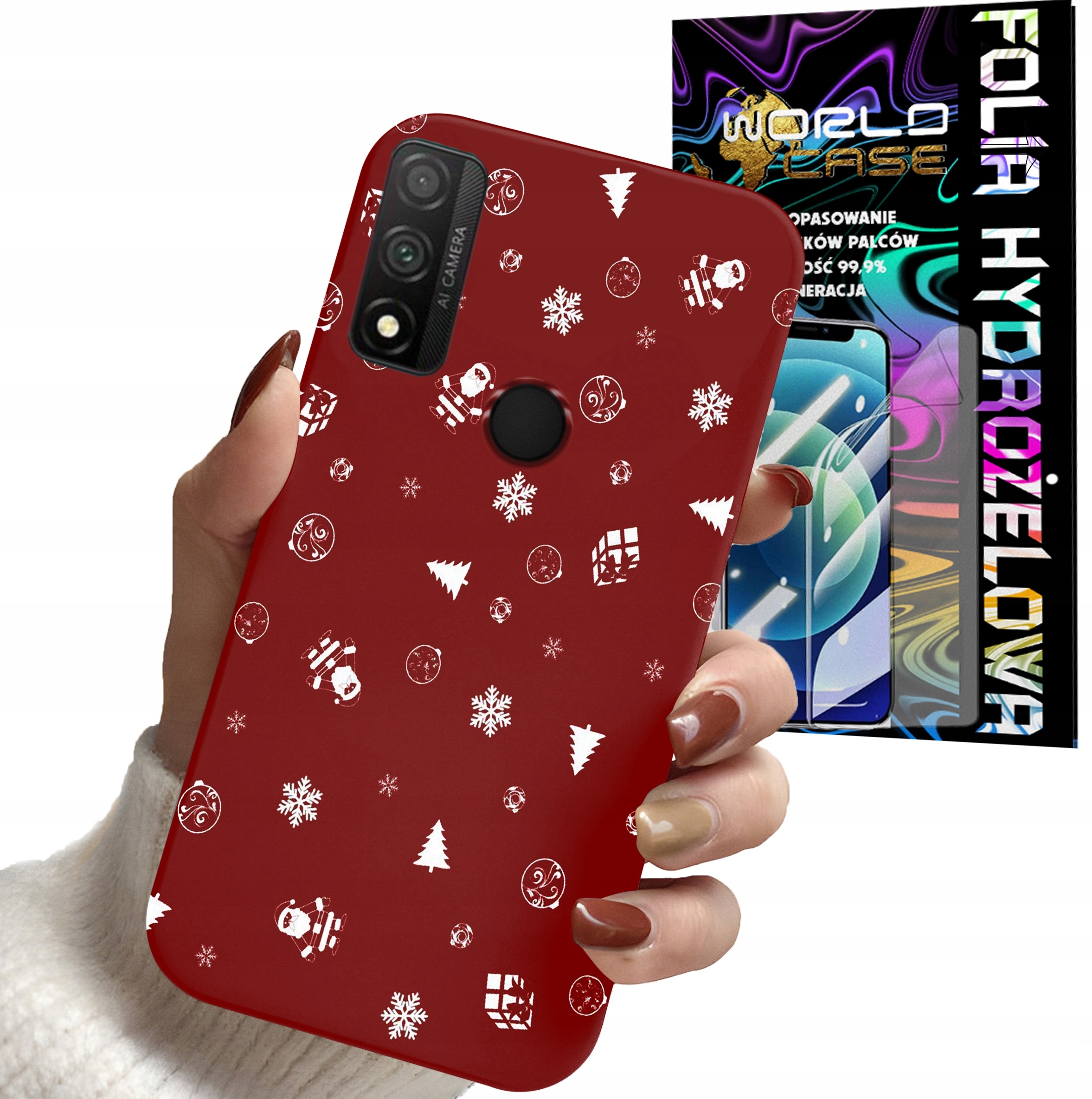 ETUI DO HUAWEI P SMART 2020 - ŚWIĄTECZNE WZORY CHOINKA MIKOŁAJ + FOLIA