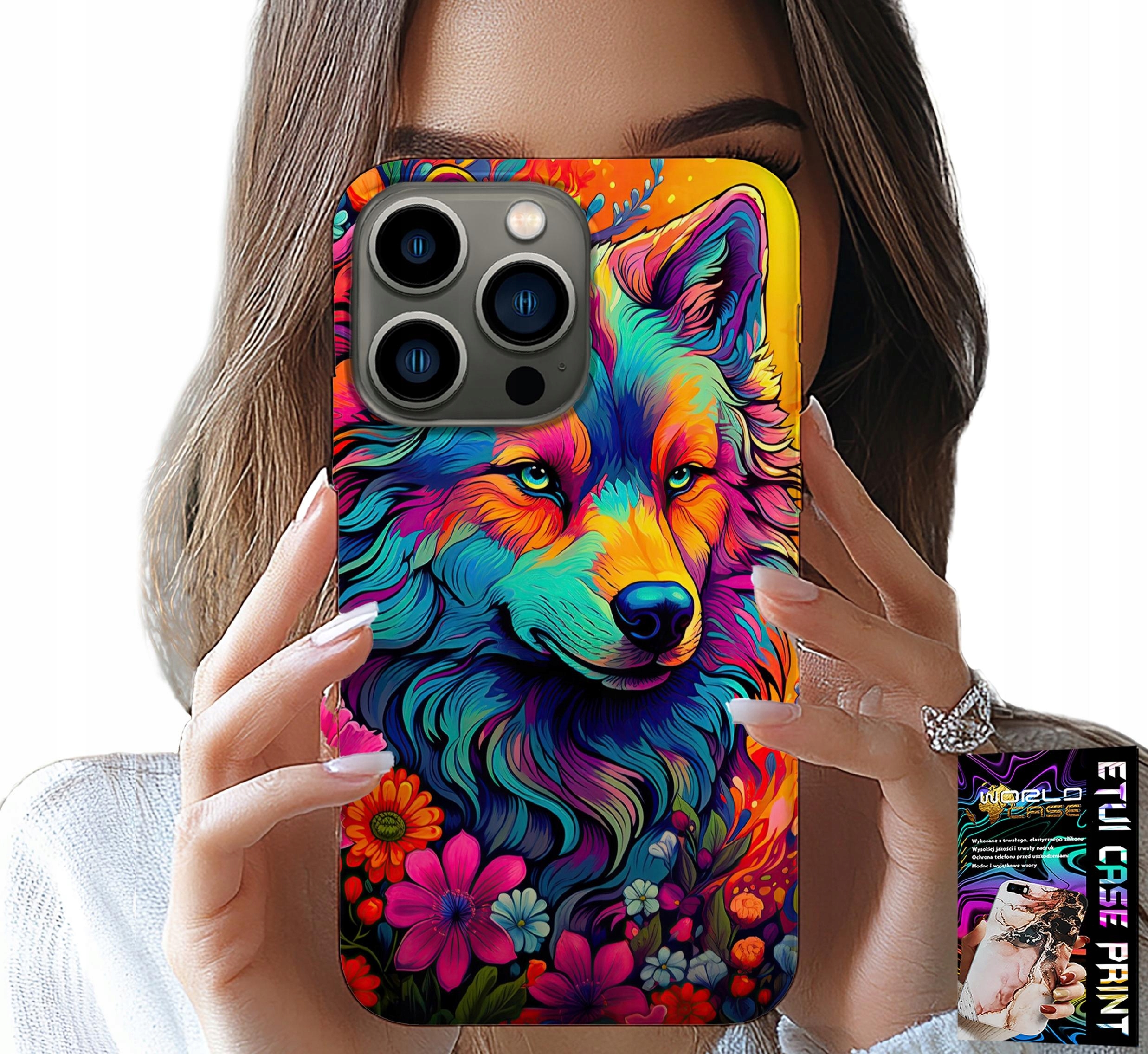 ETUI DO IPHONE 15 PRO MAX - KOLOROWE WZORY, WILK WATAHA SWORA CASE