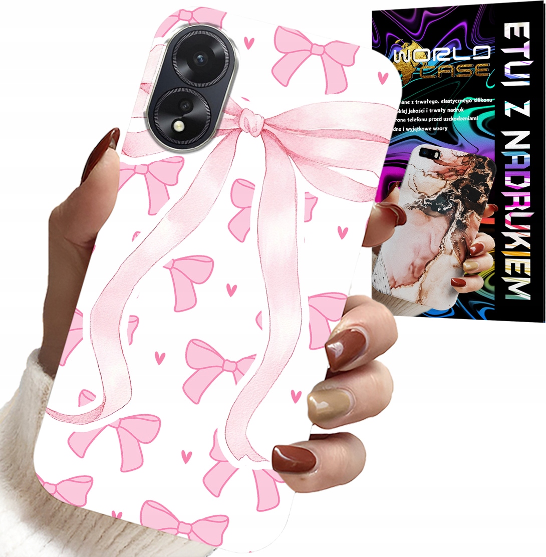 ETUI DO OPPO A38 4G - RÓŻOWE WSTAZKI WSTĄZKA MODNE WZORY CASE