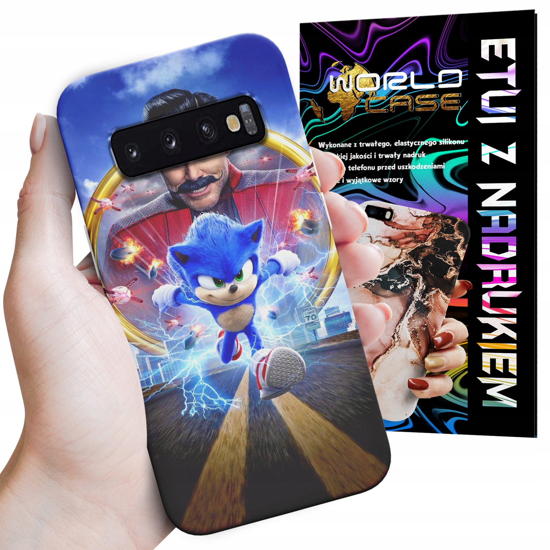 ETUI CASE DO SAMSUNG S10 - SONIC SONIK WZORY Z BAJEK MARIO PLECKI