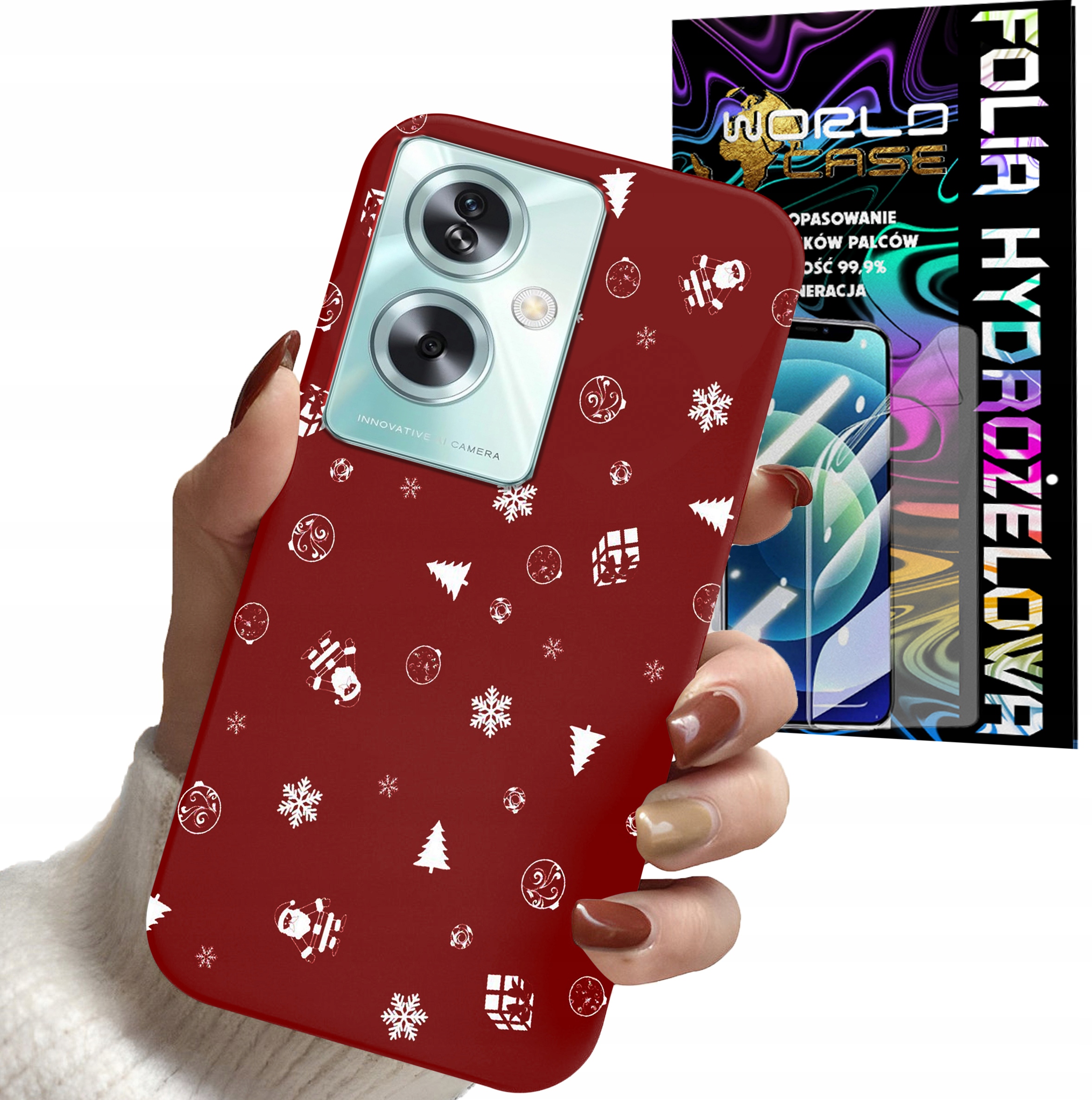 ETUI DO OPPO A79 5G - ŚWIĄTECZNE WZORY CHOINKA + FOLIA