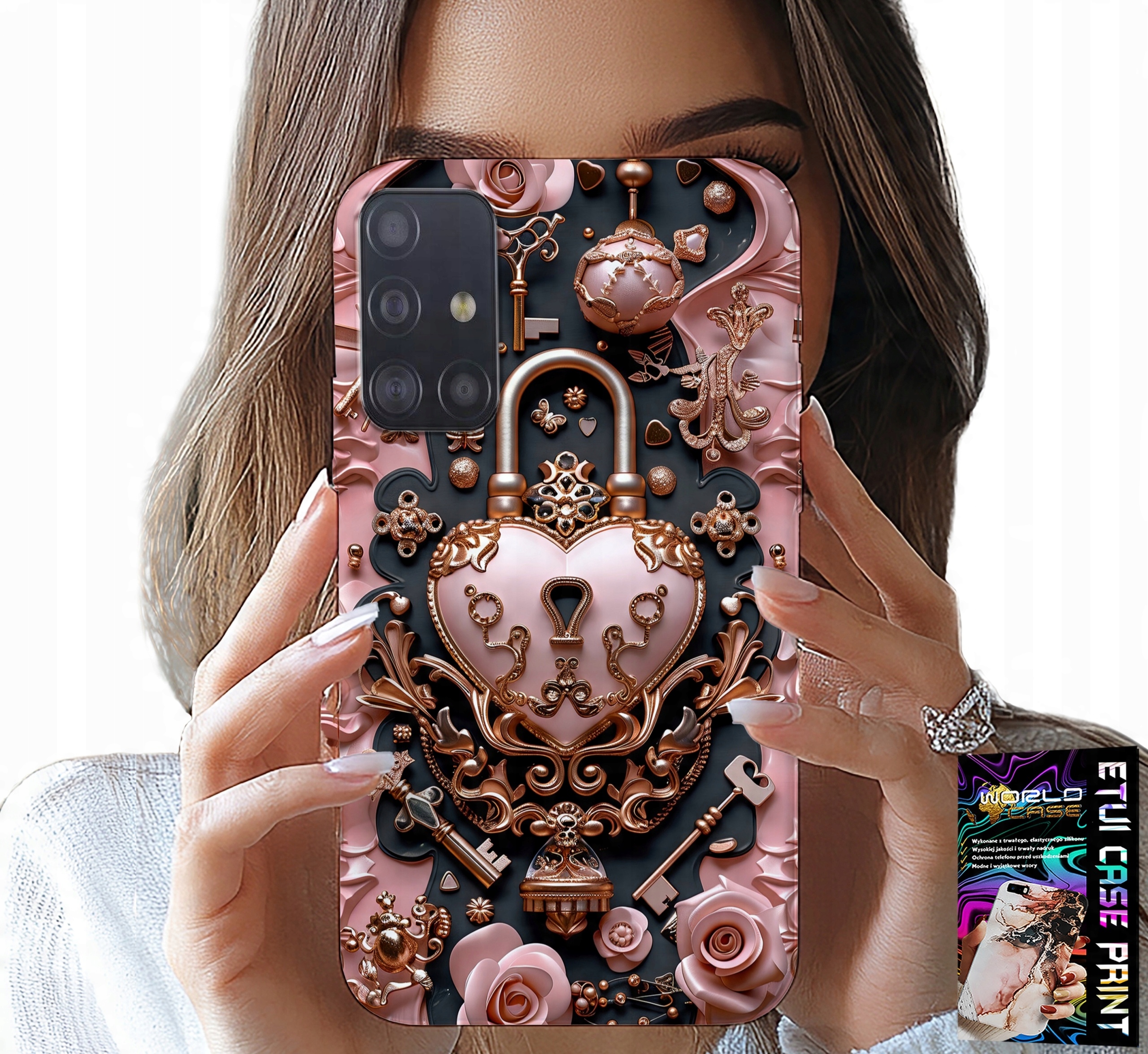 ETUI DO SAMSUNG GALAXY A71 - KOBIECE, MODNE WZORY, KŁÓDKA SERCE RÓŻA