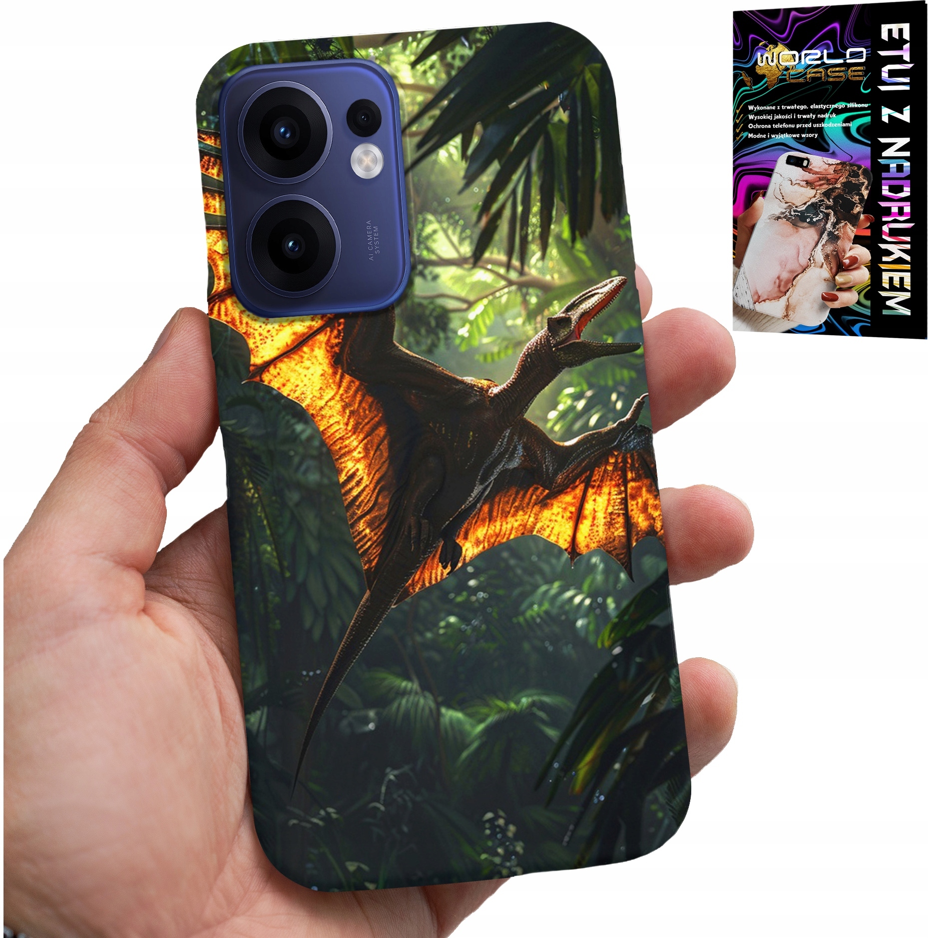 ETUI DO OPPO FIND X5 LITE - DINO DINOZAUR PTERODAKTYL FUTERAŁ PLECKI