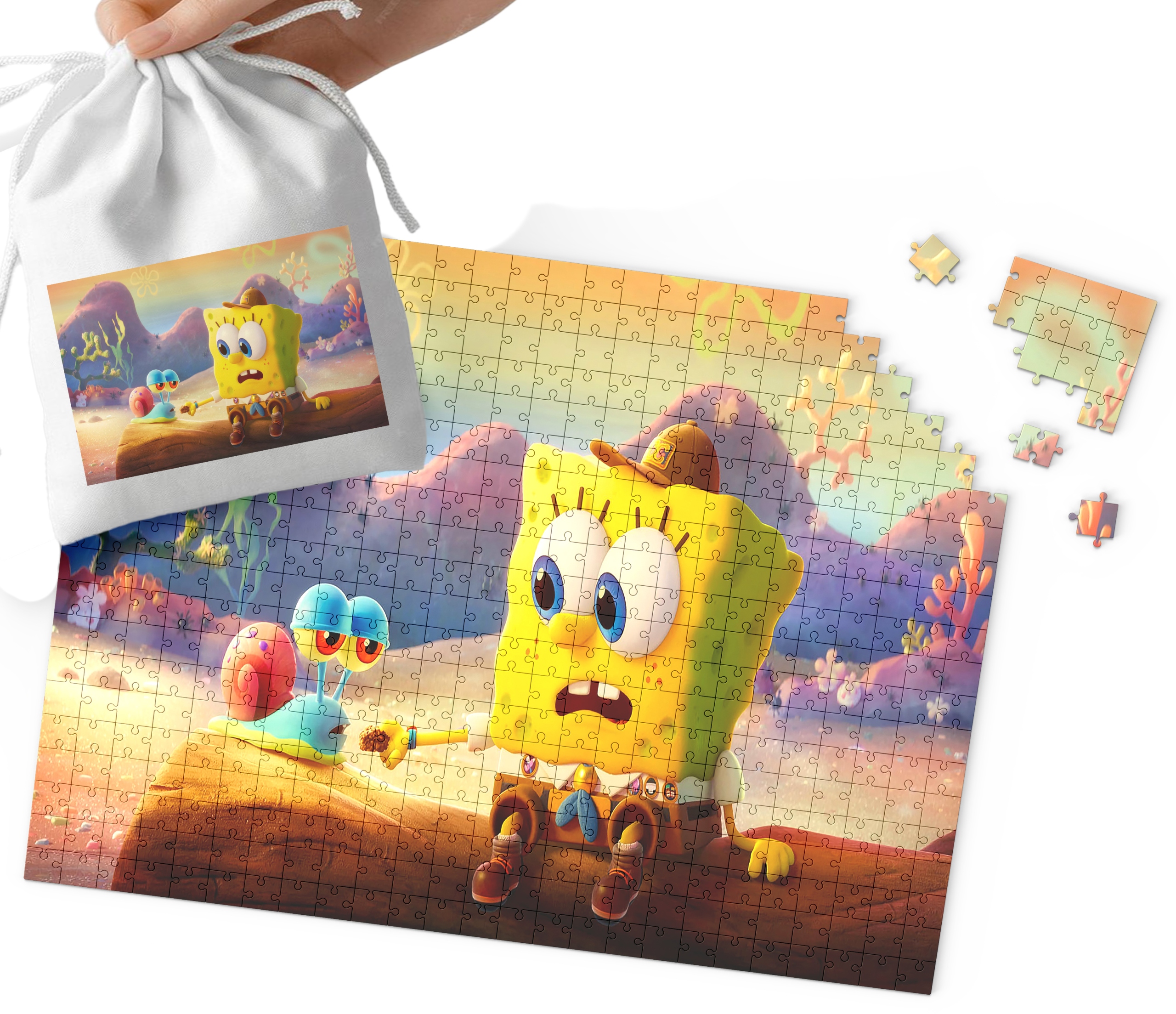 PUZZLE - SPONGEBOB WZORY Z BAJEK I GIER PREZENT DLA DZIECI 35el + WORECZEK