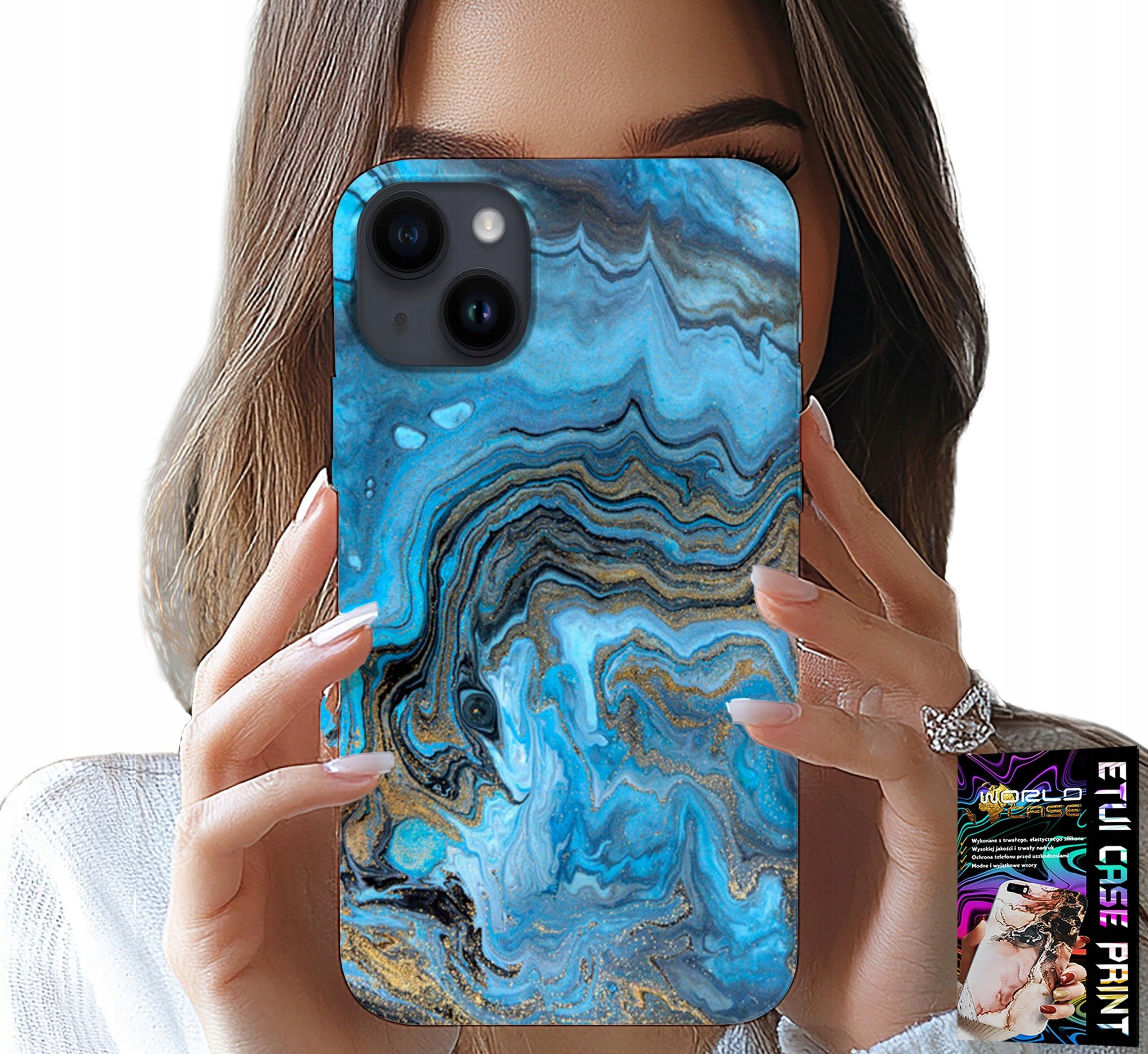 ETUI DO IPHONE 14 - MARMURKOWE WZORY OBUDOWA CASE + FOLIA