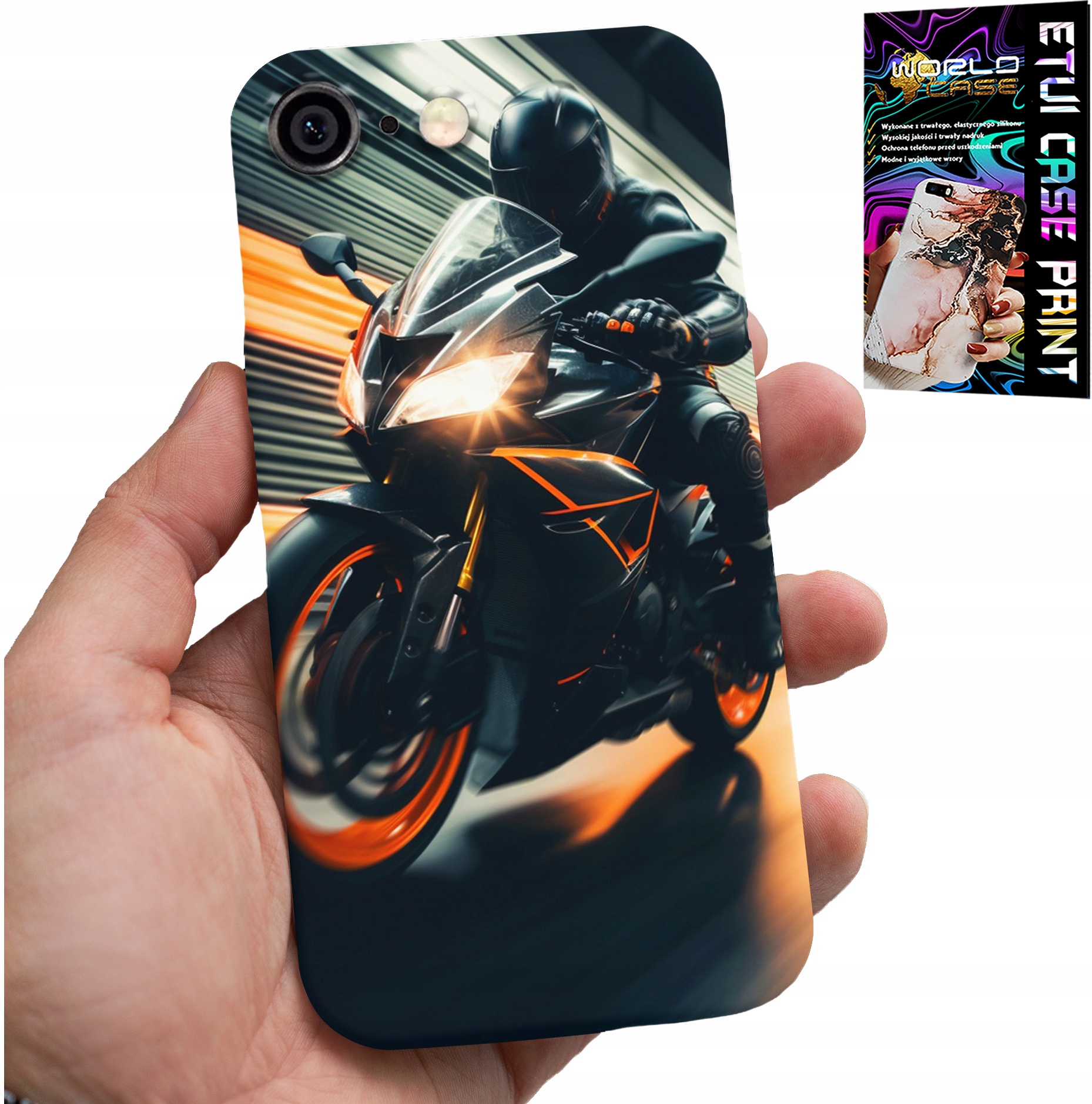 ETUI DO IPHONE ( 6 PLUS ) - MOTOCYKLISTA MOTOR FAN MOTOCYKL + SZKŁO