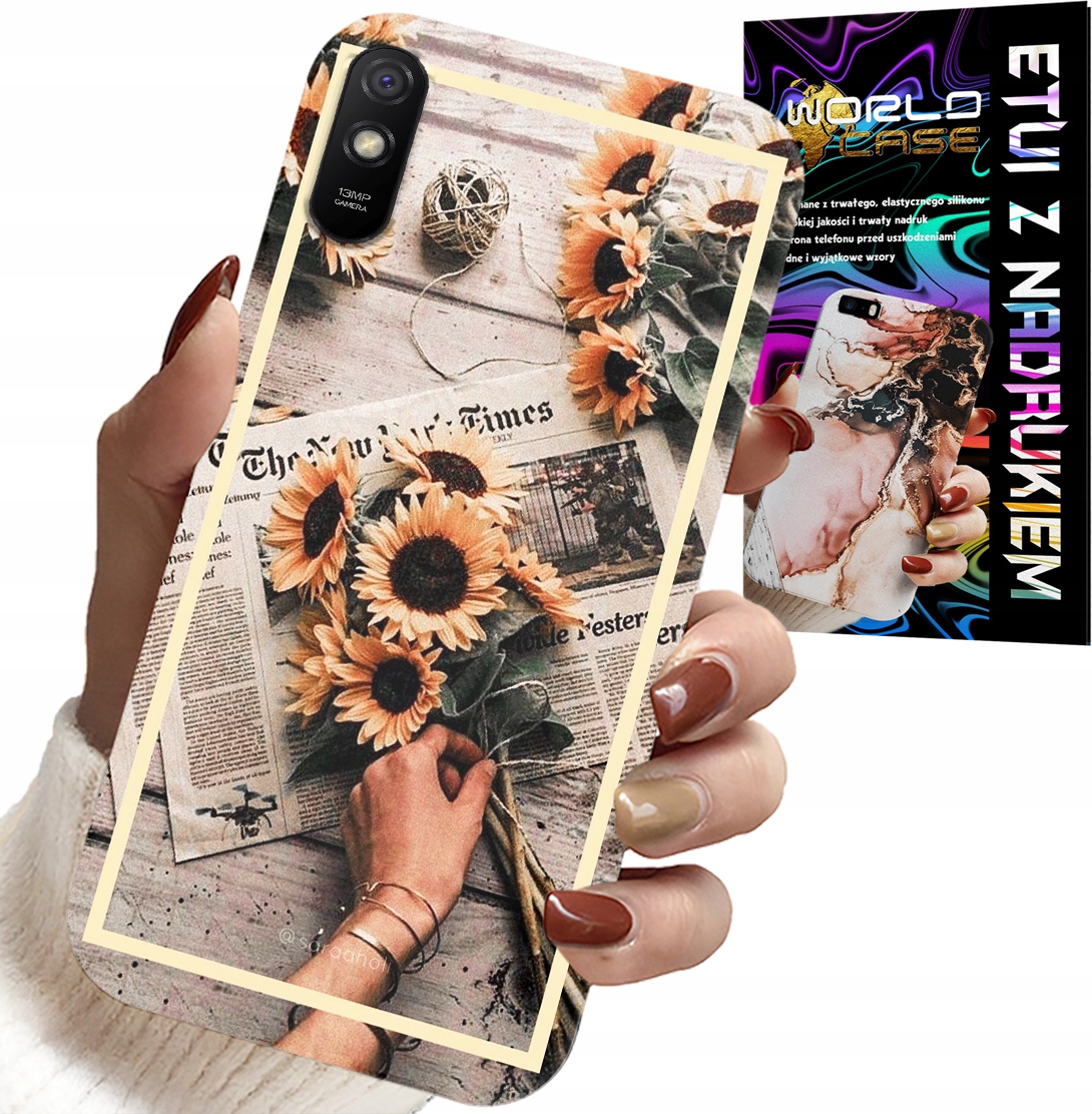 ETUI DO XIAOMI REDMI 9A - KWIATISTY WZÓR SŁONECZNIK SŁONECZNIKI