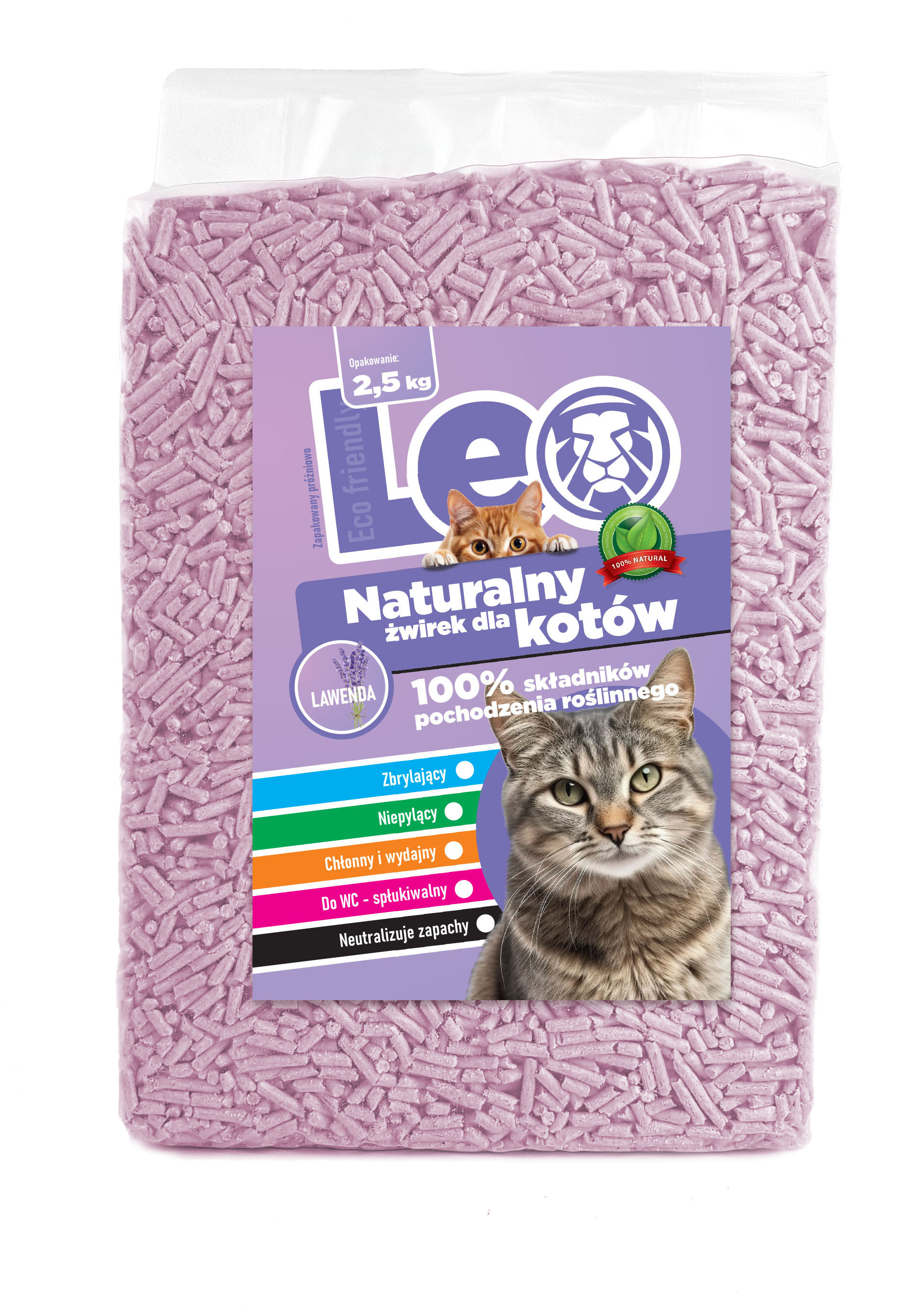 Żwirek dla kotów  Leo - Lawendowy