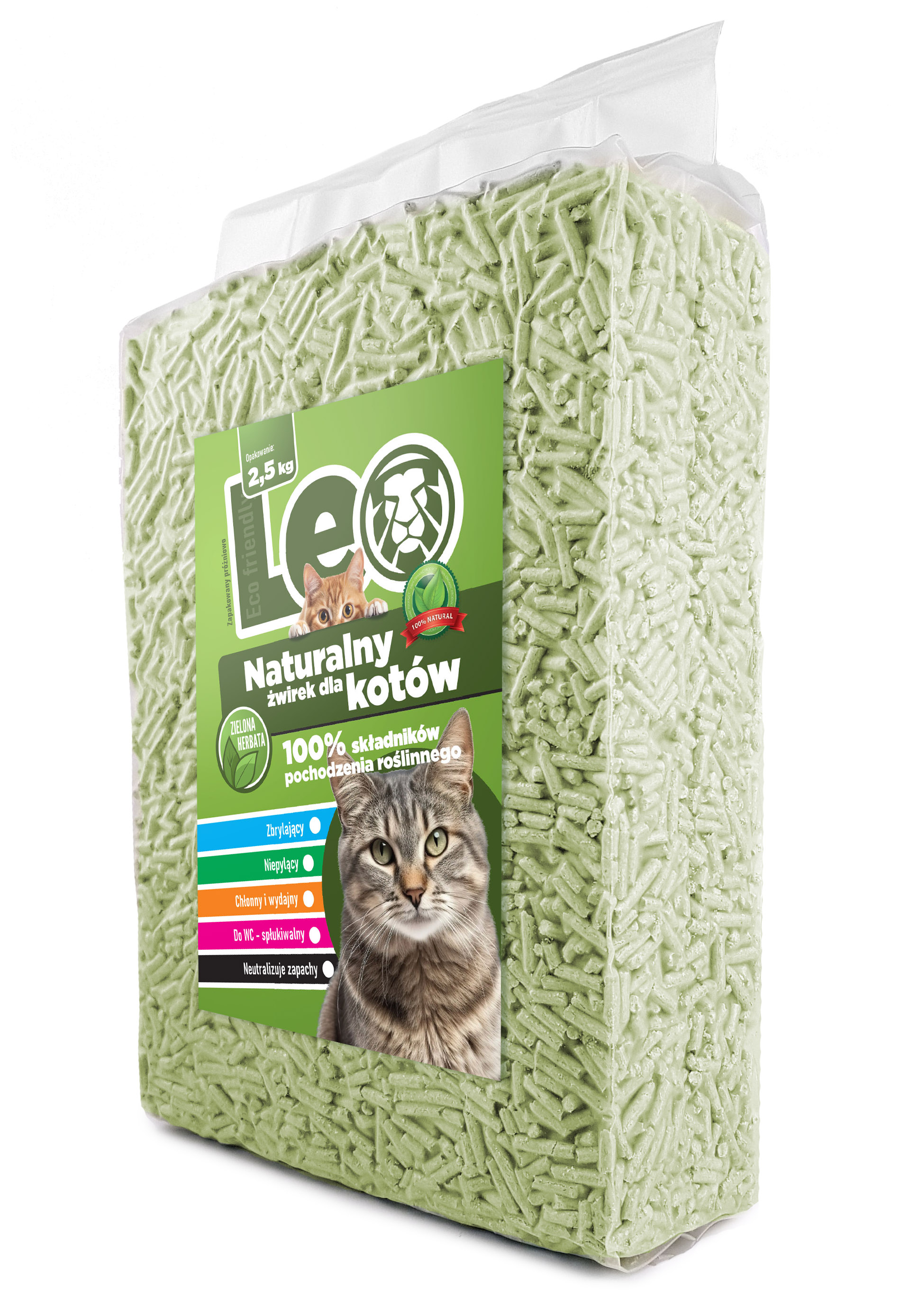 Żwirek dla kotów Leo - Zielona herbata