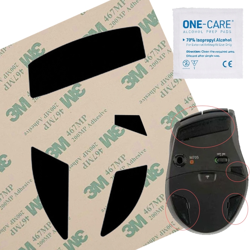 ŚLIZGACZE SLIDERY PADY DO MYSZKI LOGITECH M705 KLEJ 3M TEFLONOWE