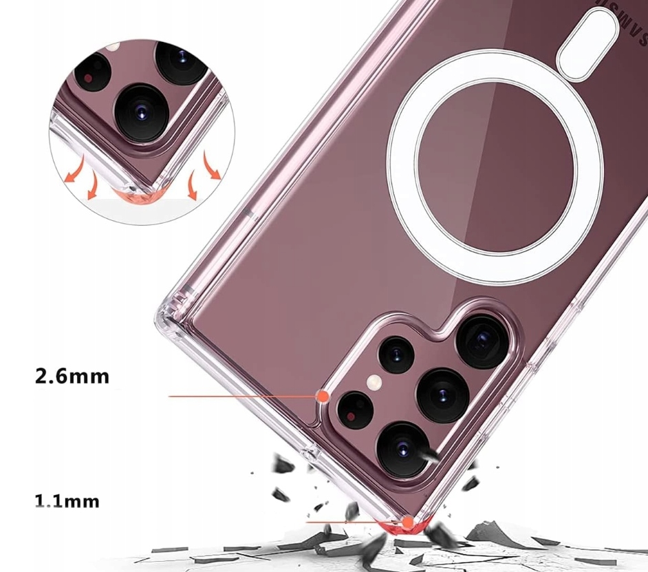 ZESTAW ETUI OBUDOWA MAGSAFE DO SAMSUNG S23 ULTRA - CLEAR CASE + POLIMER - obrazek 6