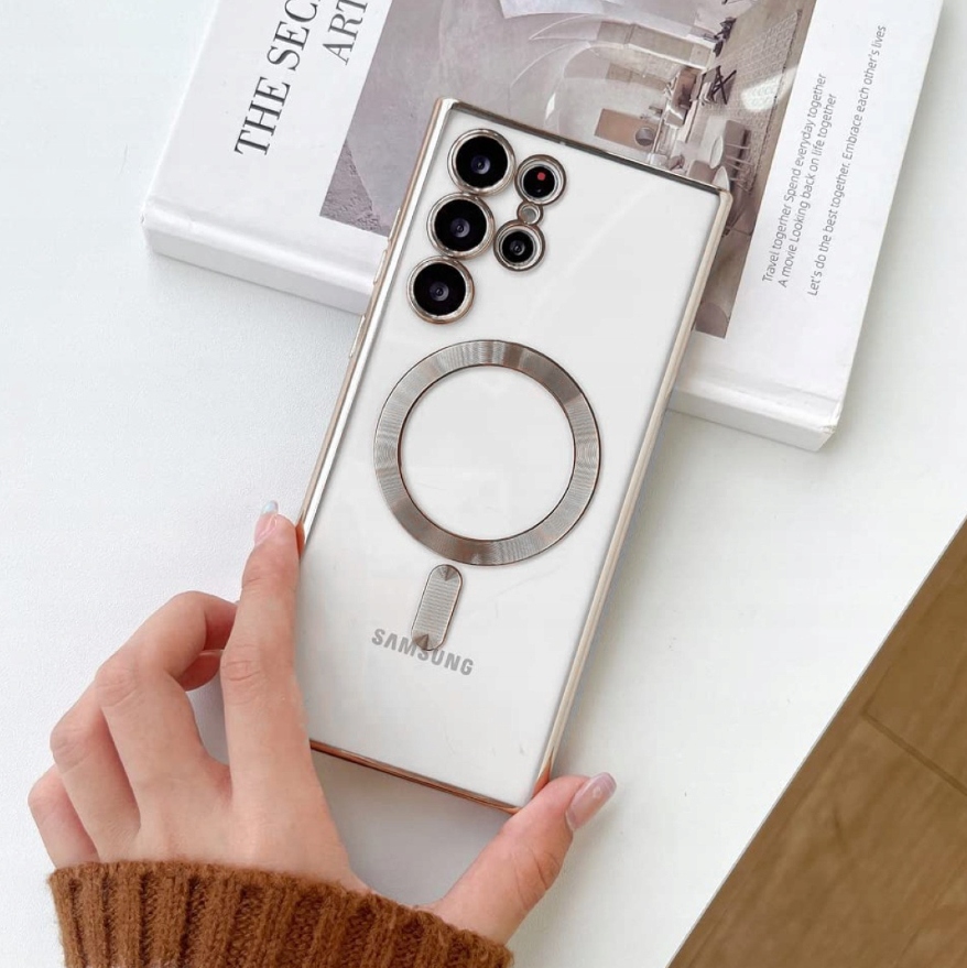 METALICZNE ETUI OBUDOWA MAGSAFE DO SAMSUNG S24 ULTRA CASE SREBRNY + POLIMER - obrazek 3