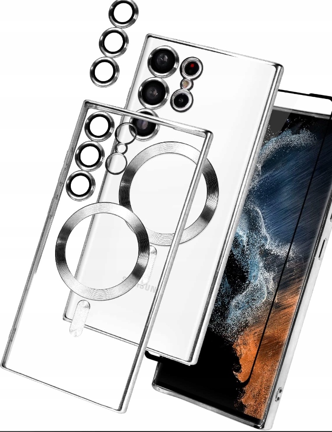 METALICZNE ETUI OBUDOWA MAGSAFE DO SAMSUNG S24 ULTRA CASE SREBRNY + POLIMER - obrazek 5