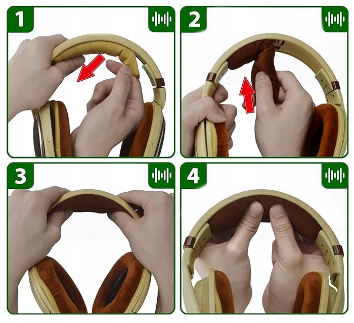 GÓRNA GĄBKA NAKŁADKA PAŁĄK DO SENNHEISER HD515 518 555 558 595 598 BRĄZOWE - obrazek 4