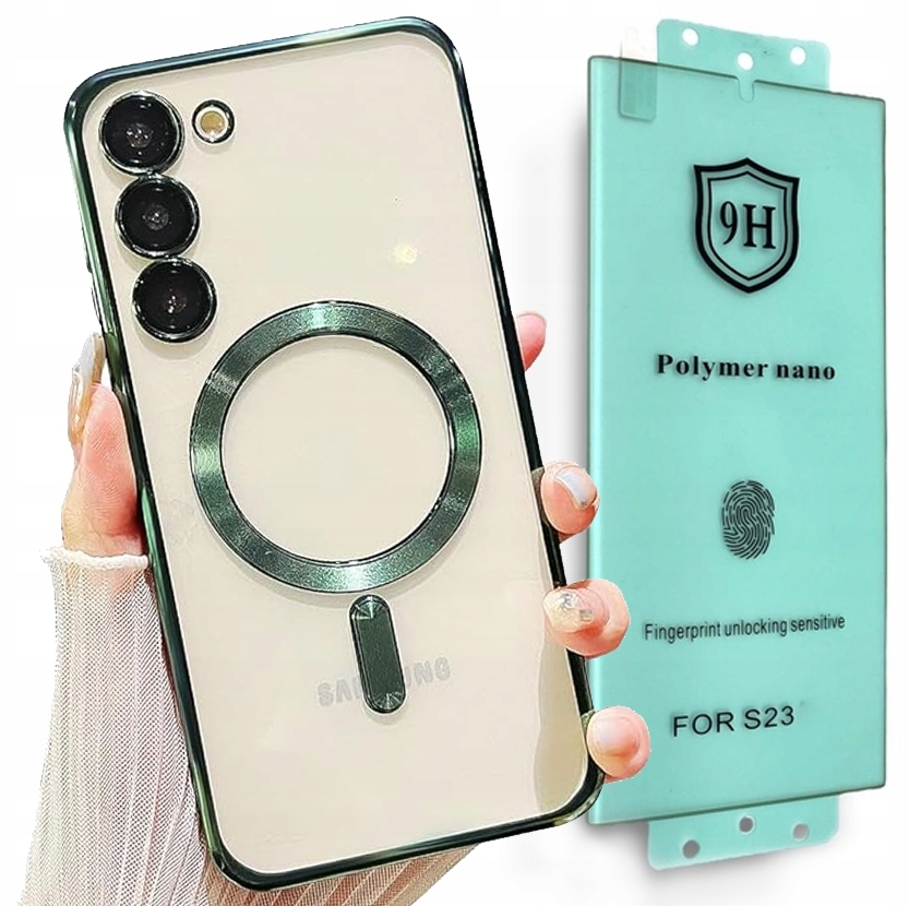 METALICZNE ETUI OBUDOWA MAGSAFE DO SAMSUNG S23 CASE GREEN ZIELONE + POLIMER
