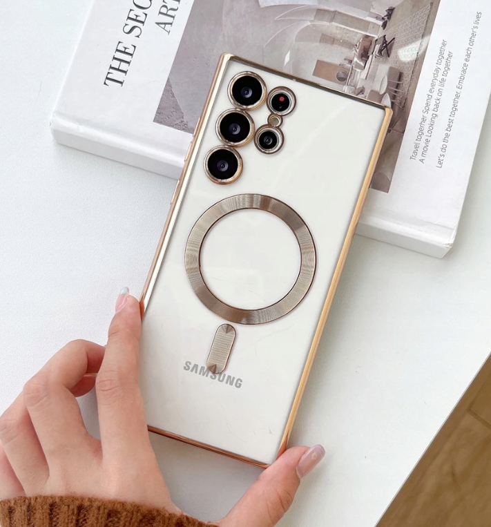 METALICZNE ETUI OBUDOWA MAGSAFE DO SAMSUNG S23 ULTRA CASE ZŁOTY + POLIMER - obrazek 2