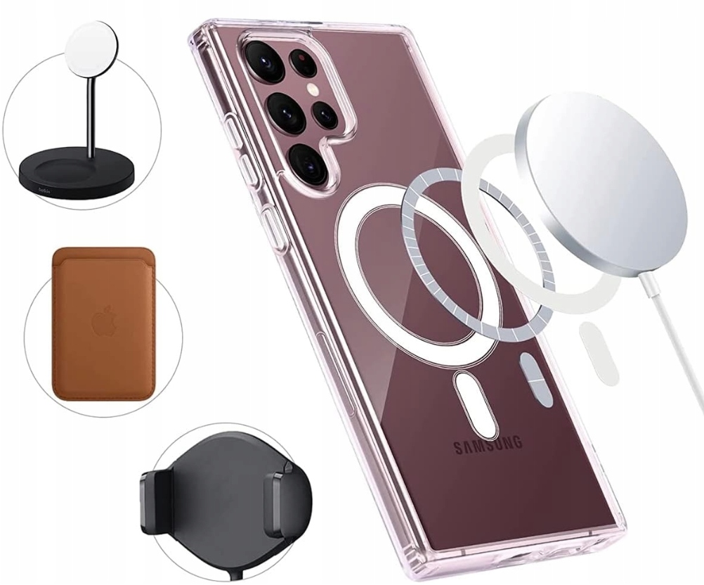 ZESTAW ETUI OBUDOWA MAGSAFE DO SAMSUNG S23 ULTRA - CLEAR CASE + POLIMER - obrazek 5