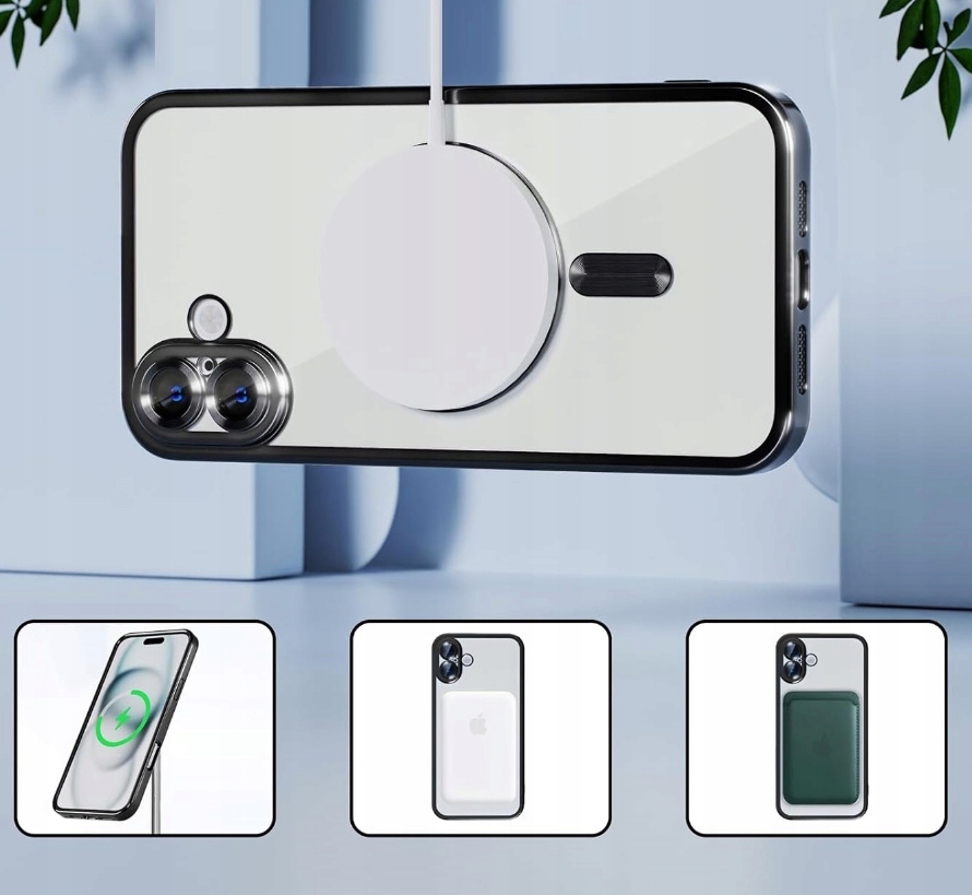 METALICZNE ETUI OBUDOWA MAGSAFE DO iPhone 16 CASE CZARNY BLACK - obrazek 6