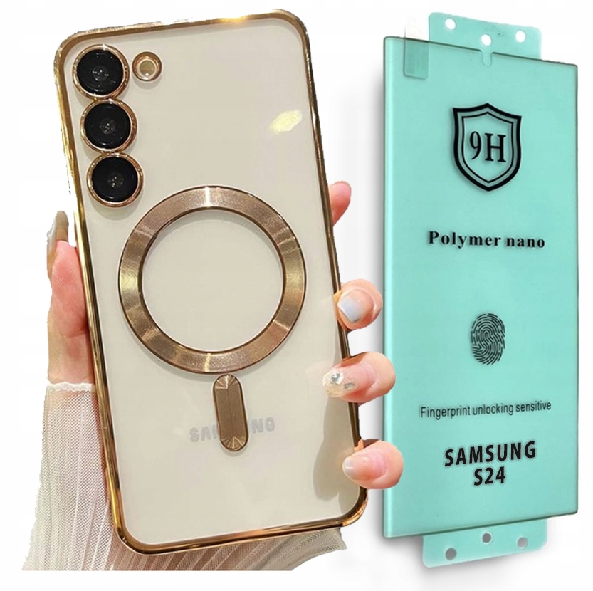 METALICZNE ETUI OBUDOWA MAGSAFE DO SAMSUNG S24 CASE GOLD ZŁOTE + POLIMER