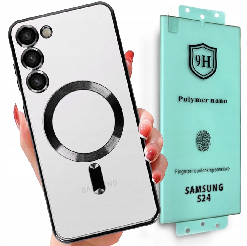 METALICZNE ETUI OBUDOWA MAGSAFE DO SAMSUNG S24 CASE CZARNE BLACK + POLIMER