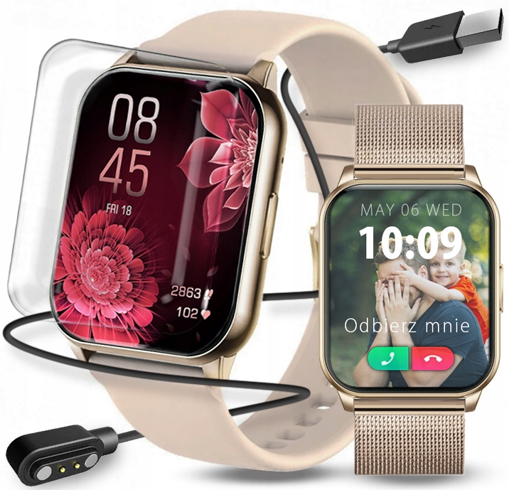 SMARTWATCH ZEGAREK DAMSKI POLSKIE MENU ROZMOWY POWIADOMIENIA PULS SPORT