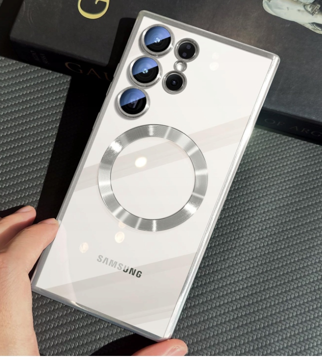 METALICZNE ETUI OBUDOWA MAGSAFE DO SAMSUNG S24 ULTRA CASE SREBRNY + POLIMER - obrazek 2