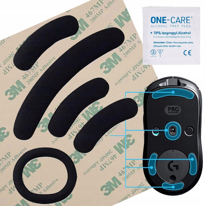 ŚLIZGACZE SLIDERY PADY DO MYSZKI LOGITECH G PRO WIRELESS KLEJ 3M TEFLONOWE