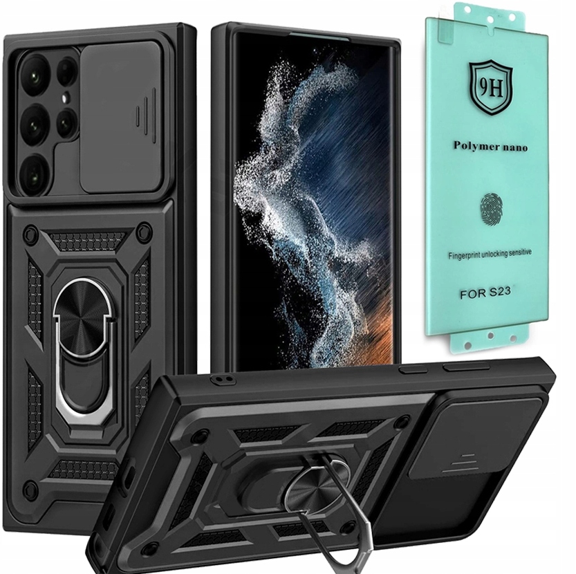 ZESTAW PANCERNE ETUI OBUDOWA CASE SHIELD DO SAMSUNG S23 ULTRA + POLIMER
