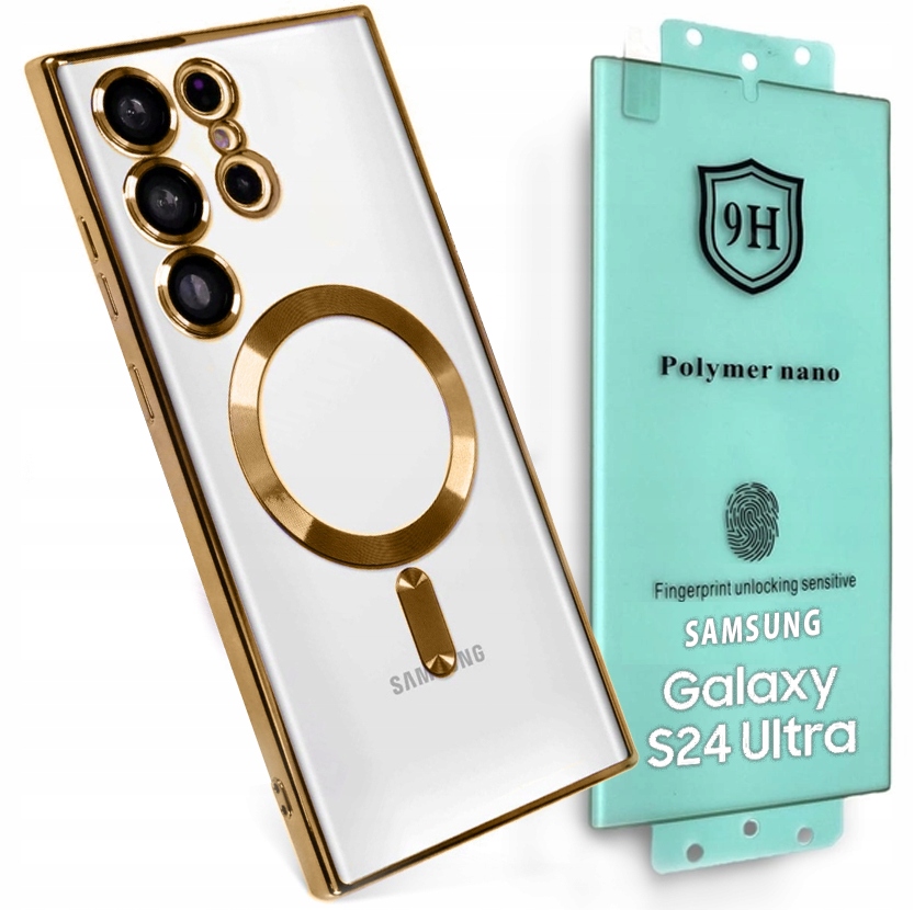METALICZNE ETUI OBUDOWA MAGSAFE DO SAMSUNG S24 ULTRA CASE ZŁOTY + POLIMER