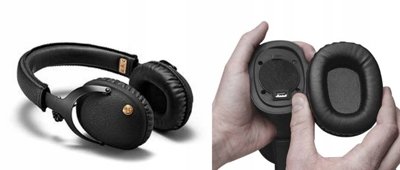 NAUSZNIKI PADY GĄBKI NAKŁADKI DO MARSHALL MONITOR CZARNE HQ + GRATIS - obrazek 7