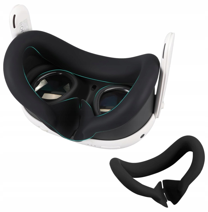 SILIKONOWA OCHRONA NA TWARZ DO META QUEST 3 CZARNA GOGLE VR NAKŁADKA OSŁONA - obrazek 2