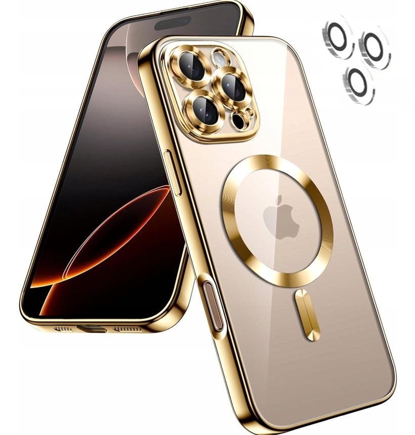 METALICZNE ETUI OBUDOWA MAGSAFE DO iPhone 16 Pro CASE BŁYSZCZĄCE ZŁOTO